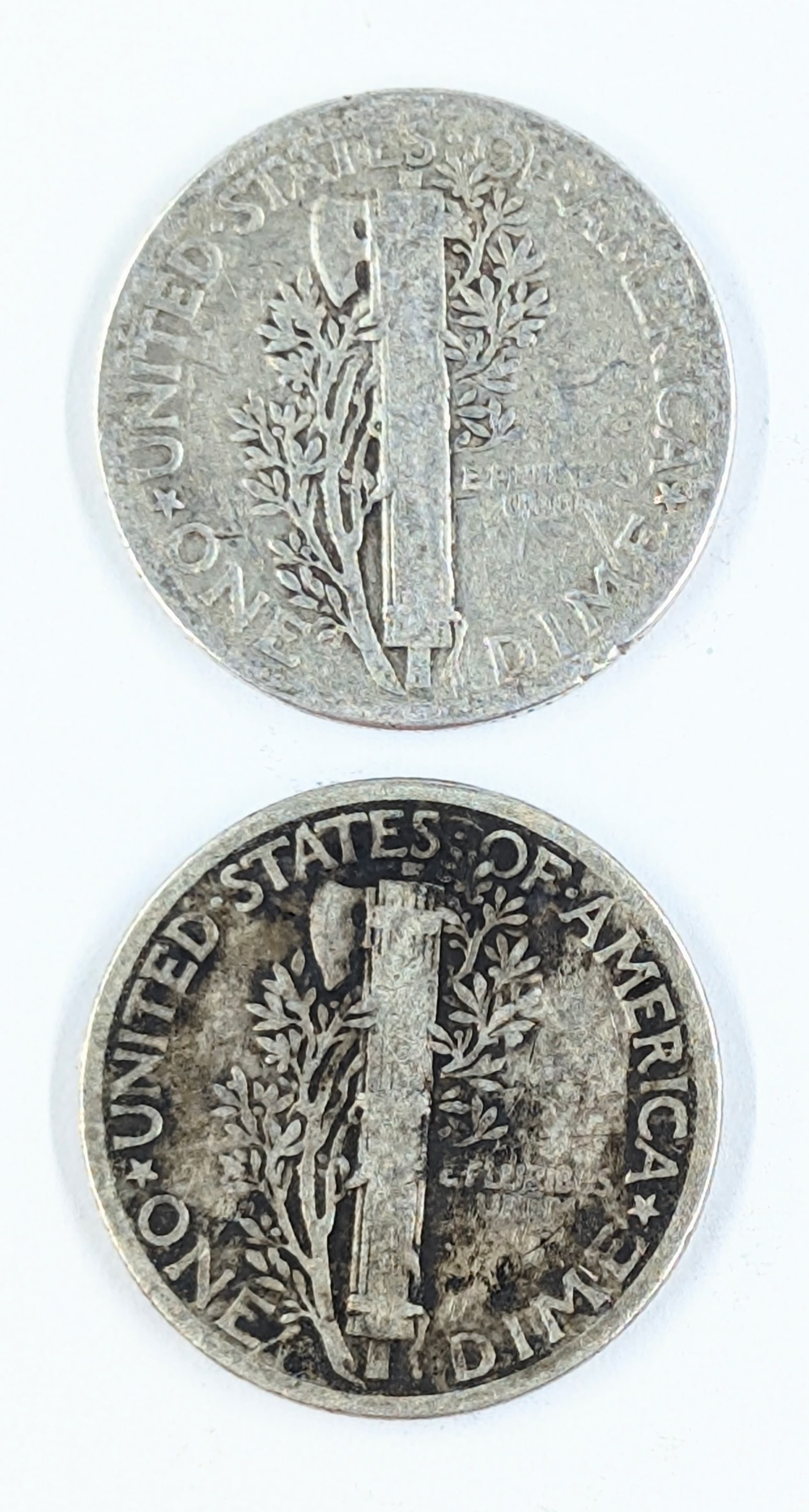 Lot of 2 Silver Mercury Dimes - 1927, 1928 - 2