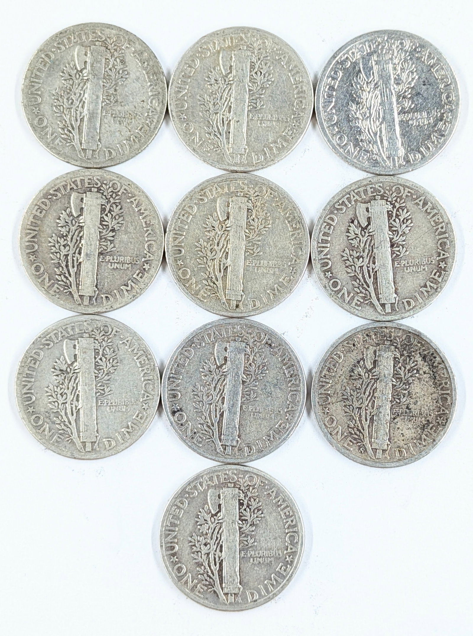 Lot of 10 Silver Mercury Dimes - 1940-1945 - 2