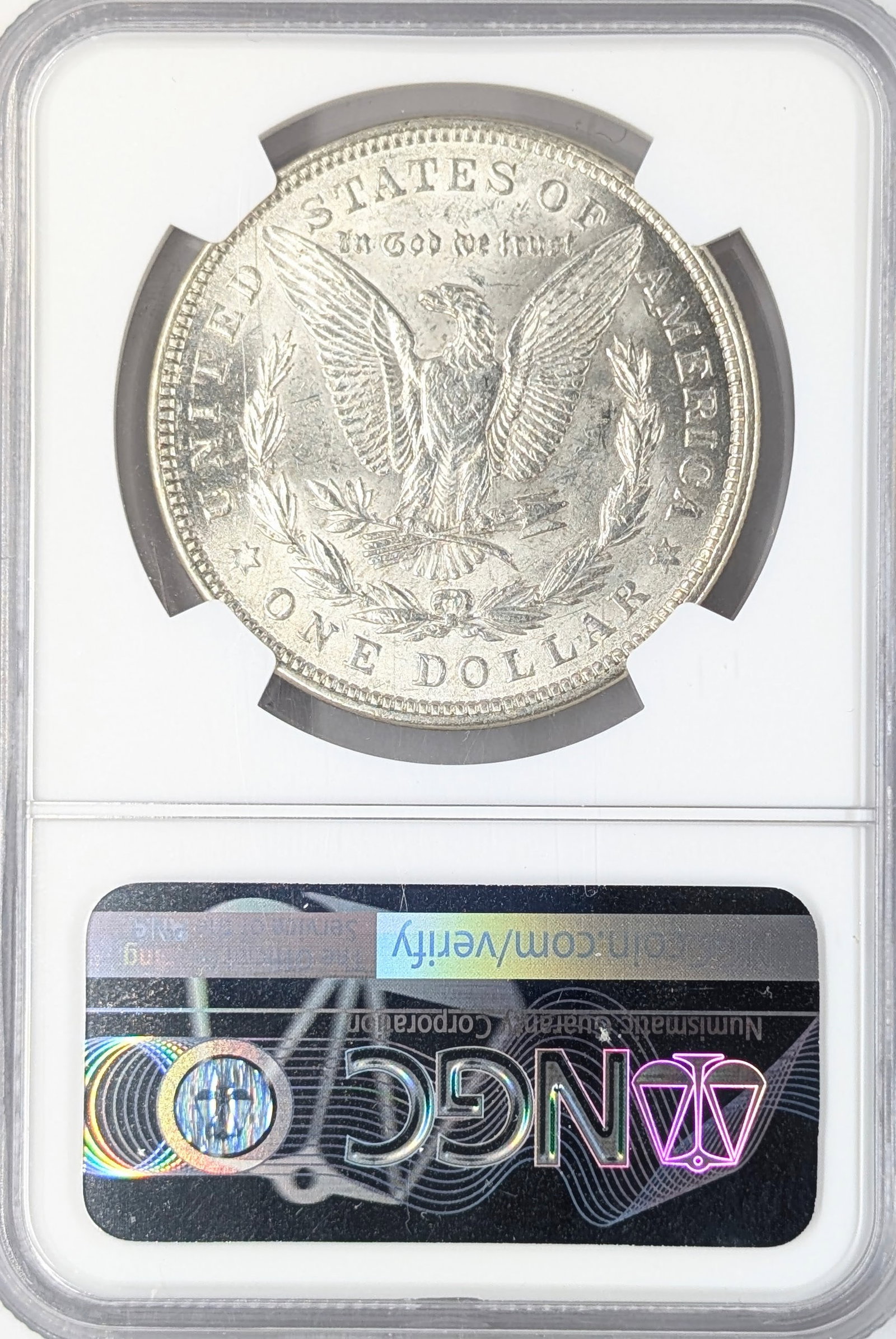 NGC 1921 MS60 Morgan Silver Dollar - Error Obverse Lamination - 2