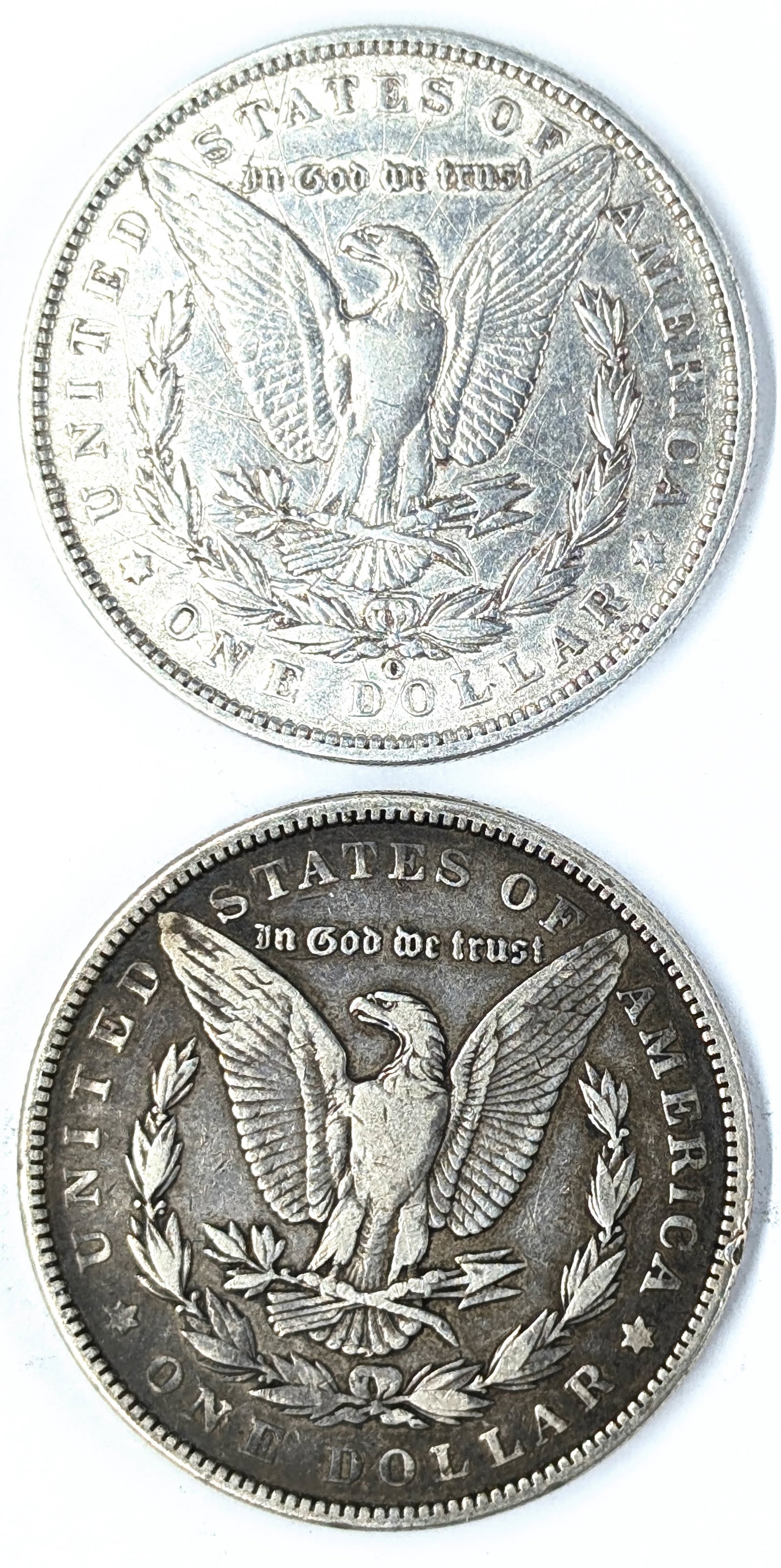 Lot of 2 Morgan Silver Dollars - 1888, 1889-O - 2
