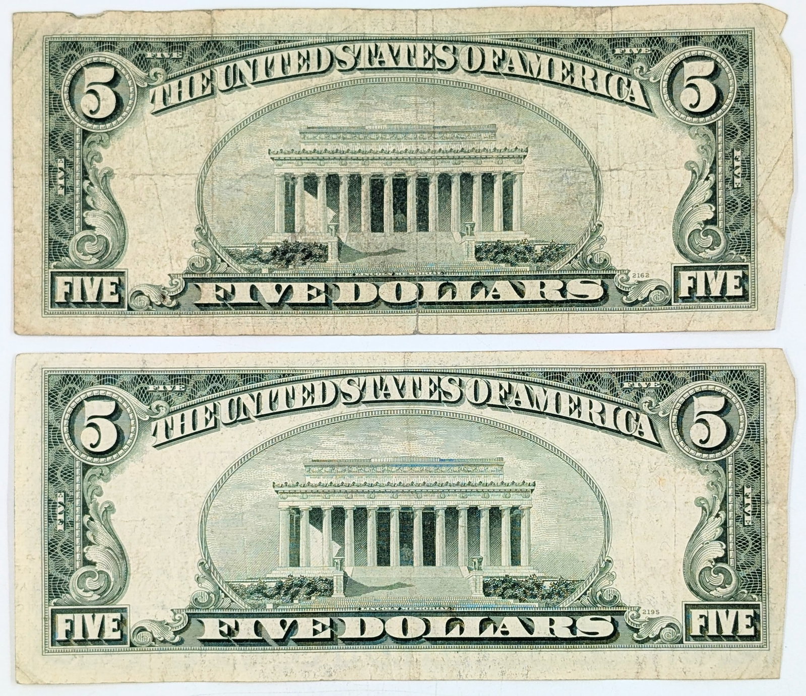Lot of 2 - 1953 $5 Notes - Red Seals - 2