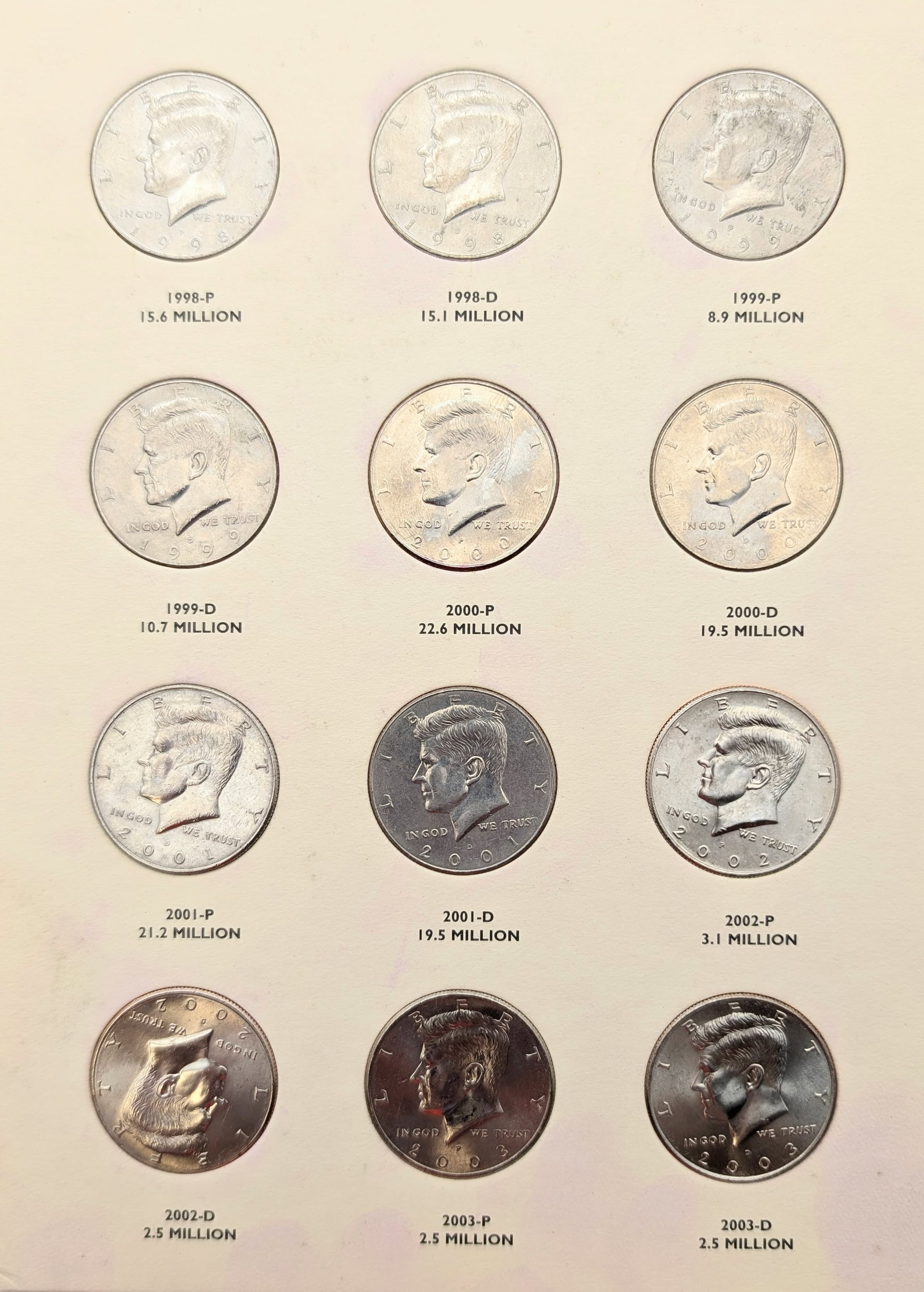 Littleton John F Kennedy Half Dollar 1986-2003 Book w/ 36 Halves - 4