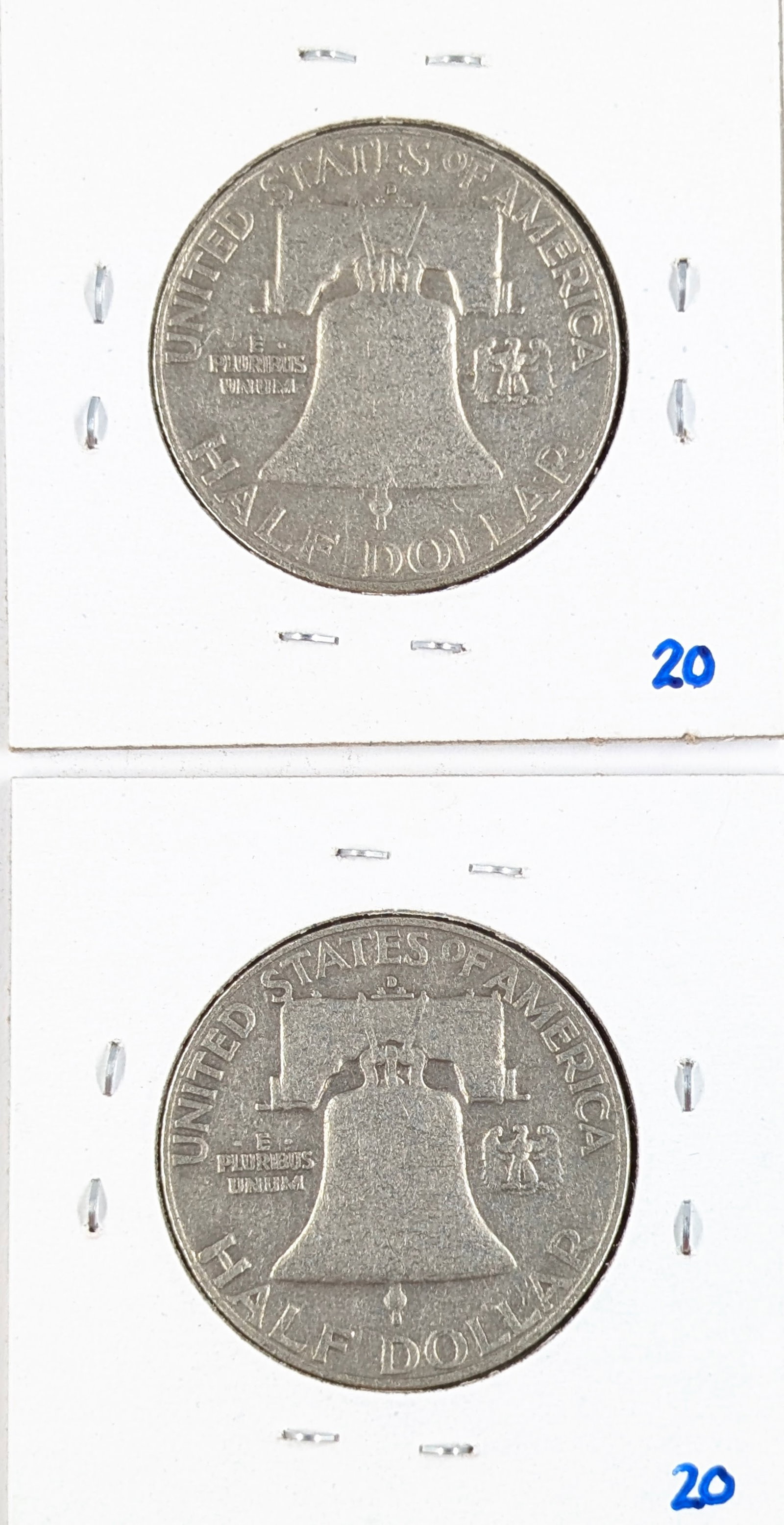 Lot of 2 Silver Franklin Half Dollars - 1958-D, 1959-D - 2