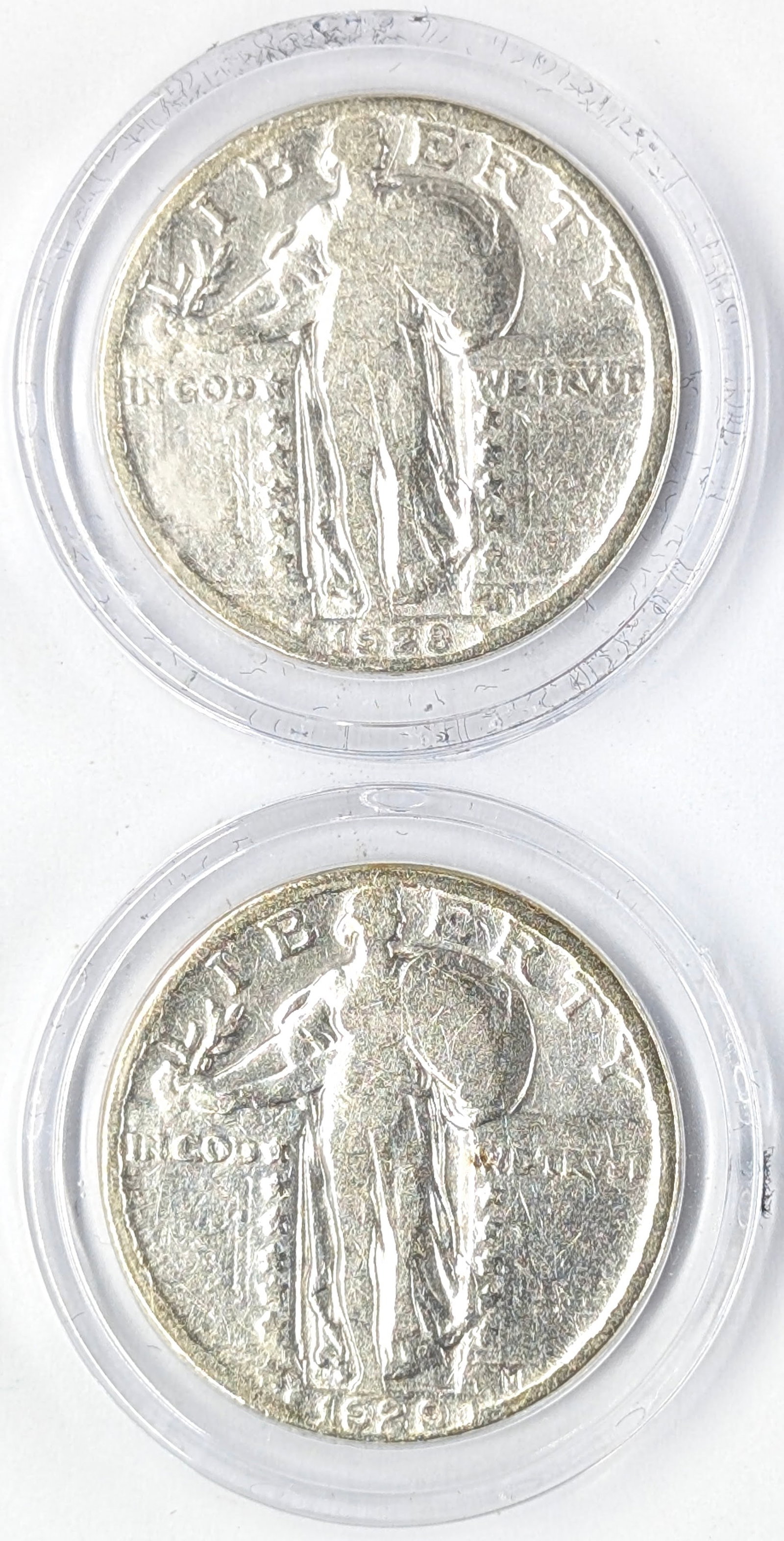 Lot of 2 Silver Standing Liberty Quarters - 1928, 1929 (1 of 2)