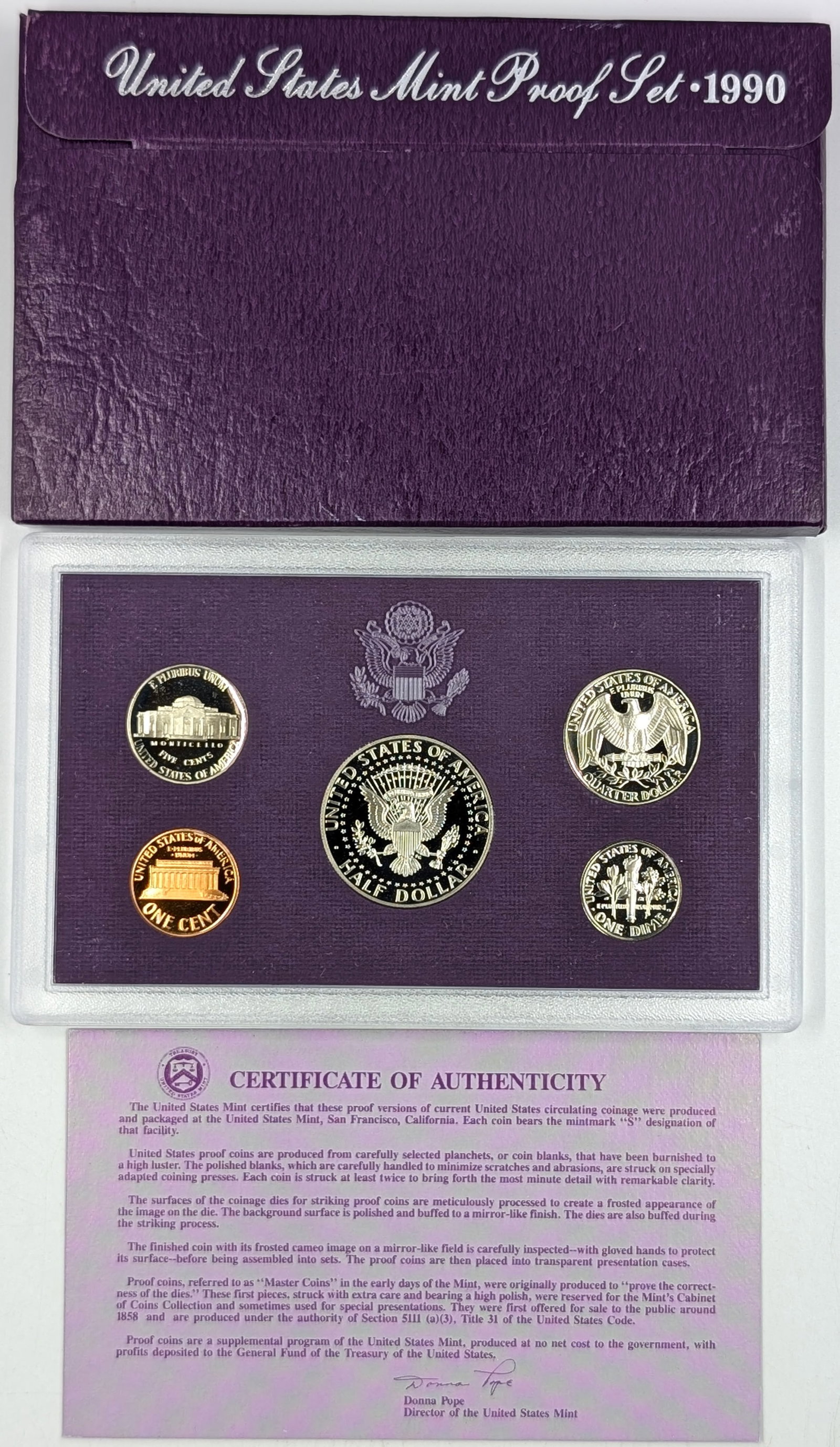 1990 US Mint Proof Set w/ COA - 2
