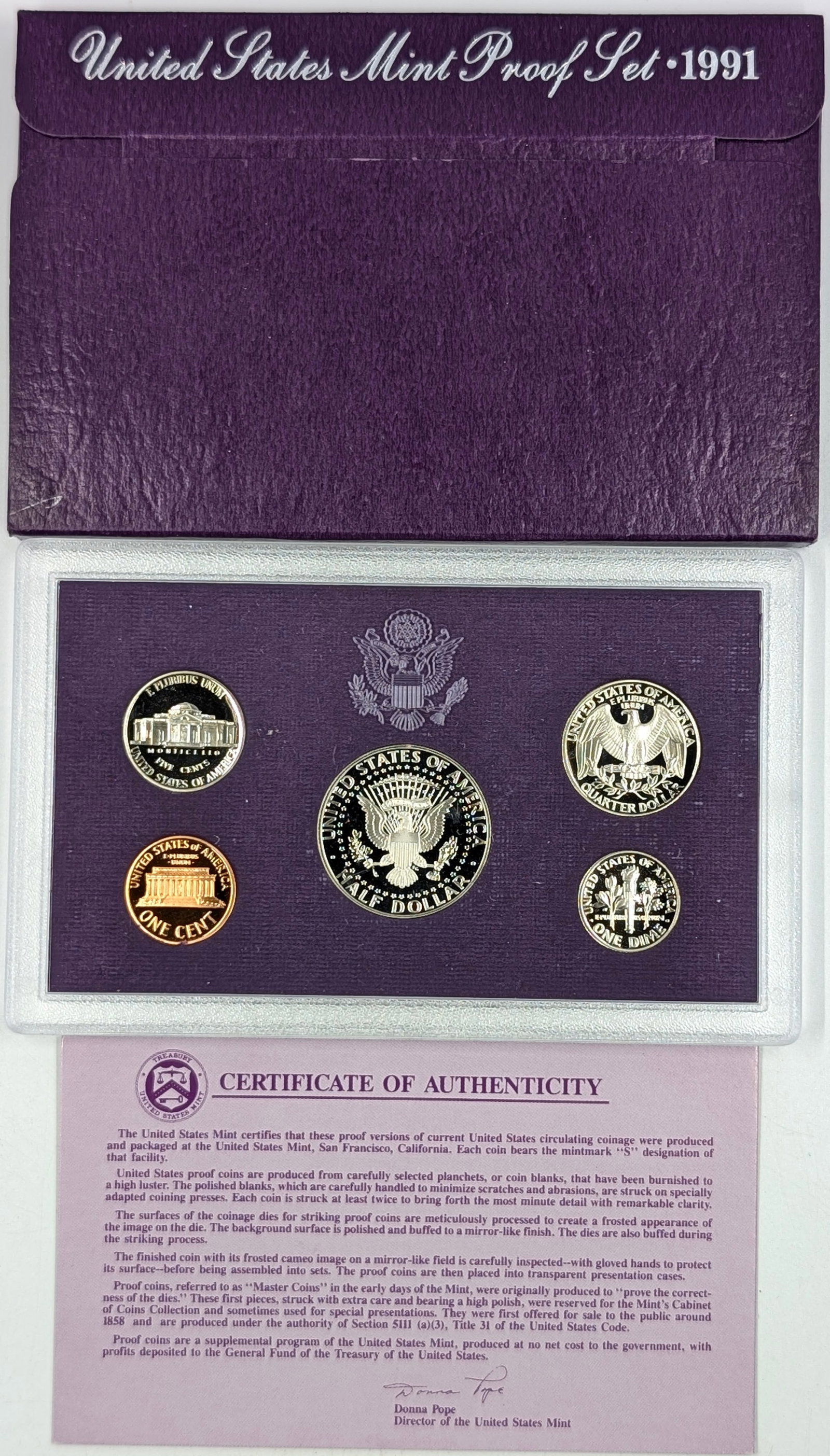 1991 US Mint Proof Set w/ COA - 2