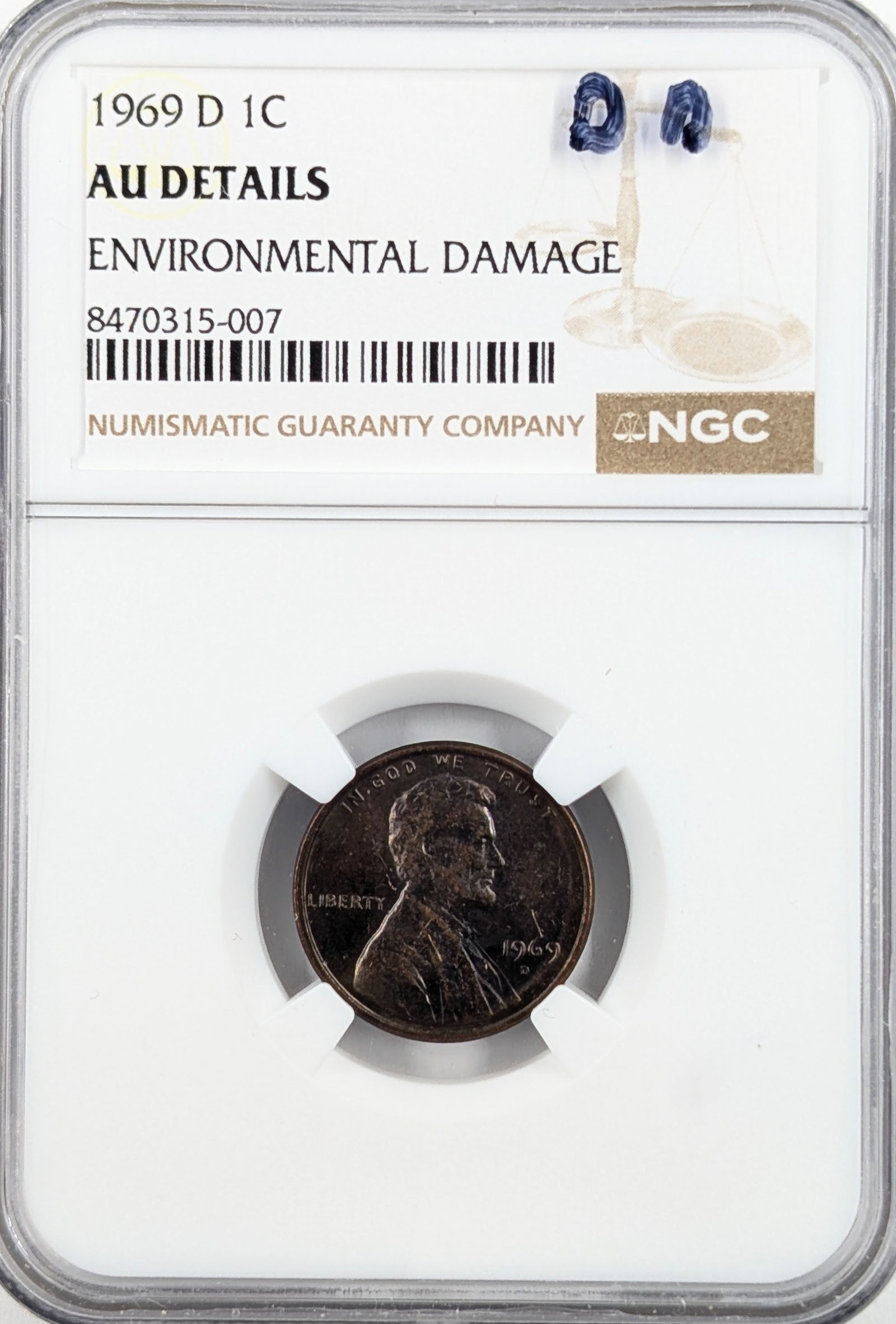 NGC 1969-D AU Lincoln Cent: Details