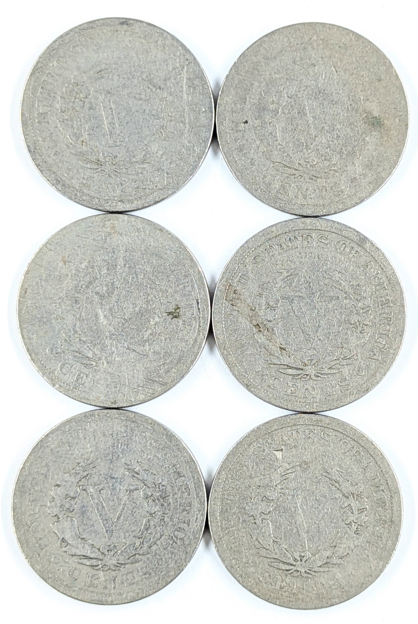 Lot of 6 Liberty V Nickels - 1900-1904 - 2