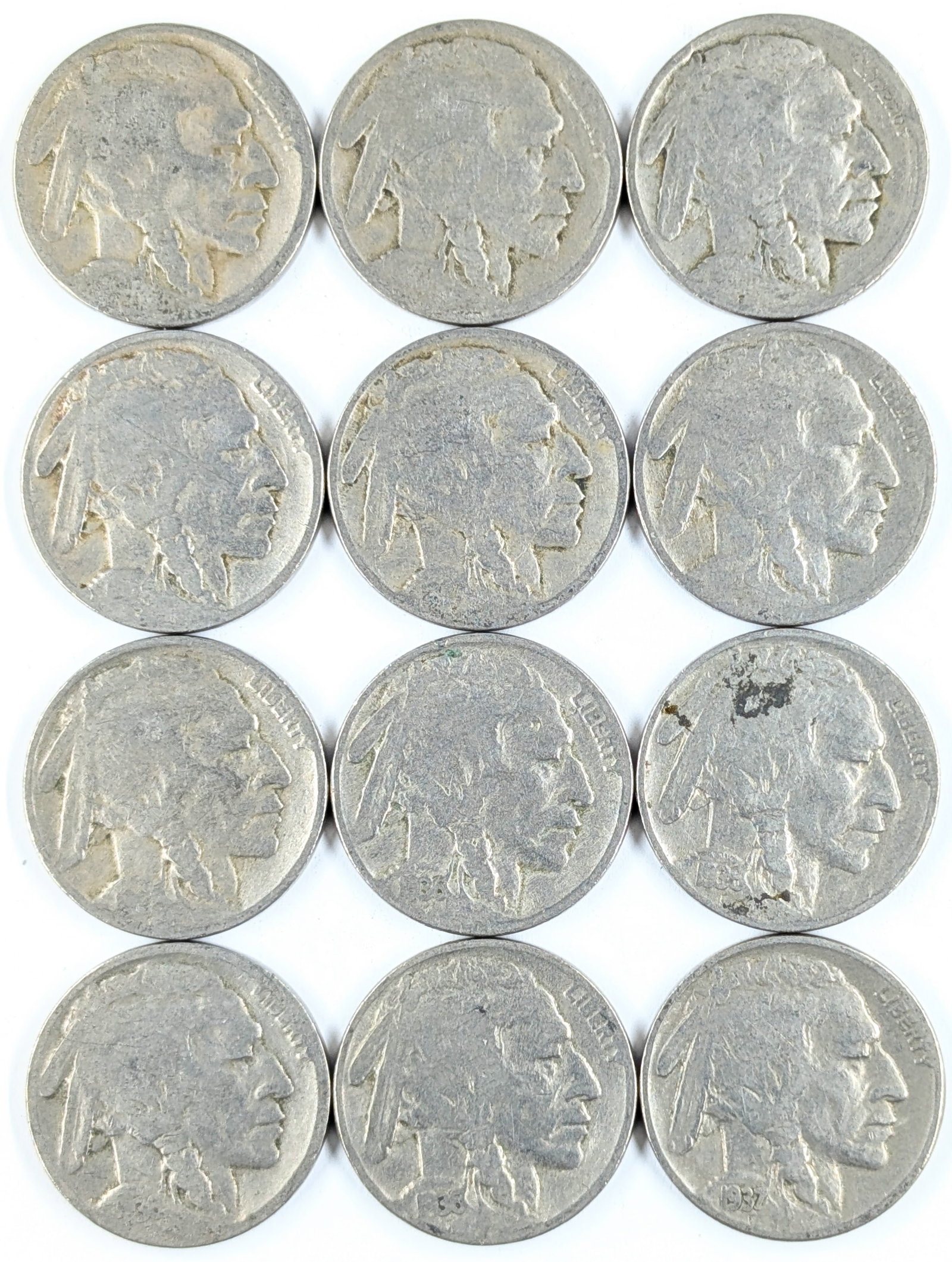 Lot of 12 Buffalo Head Nickels - Mixed Dates (1 of 2)