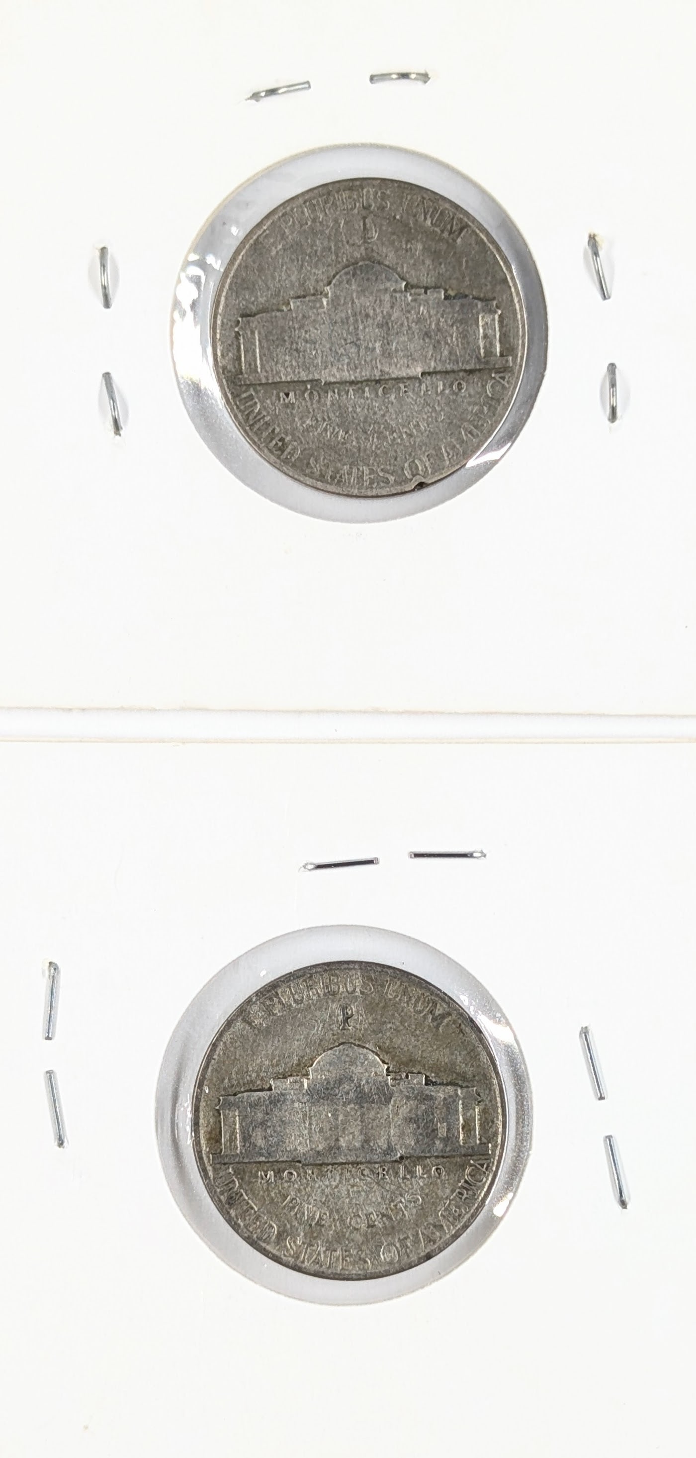 Lot of 2 Silver War Nickels - 1945 P/D - 2