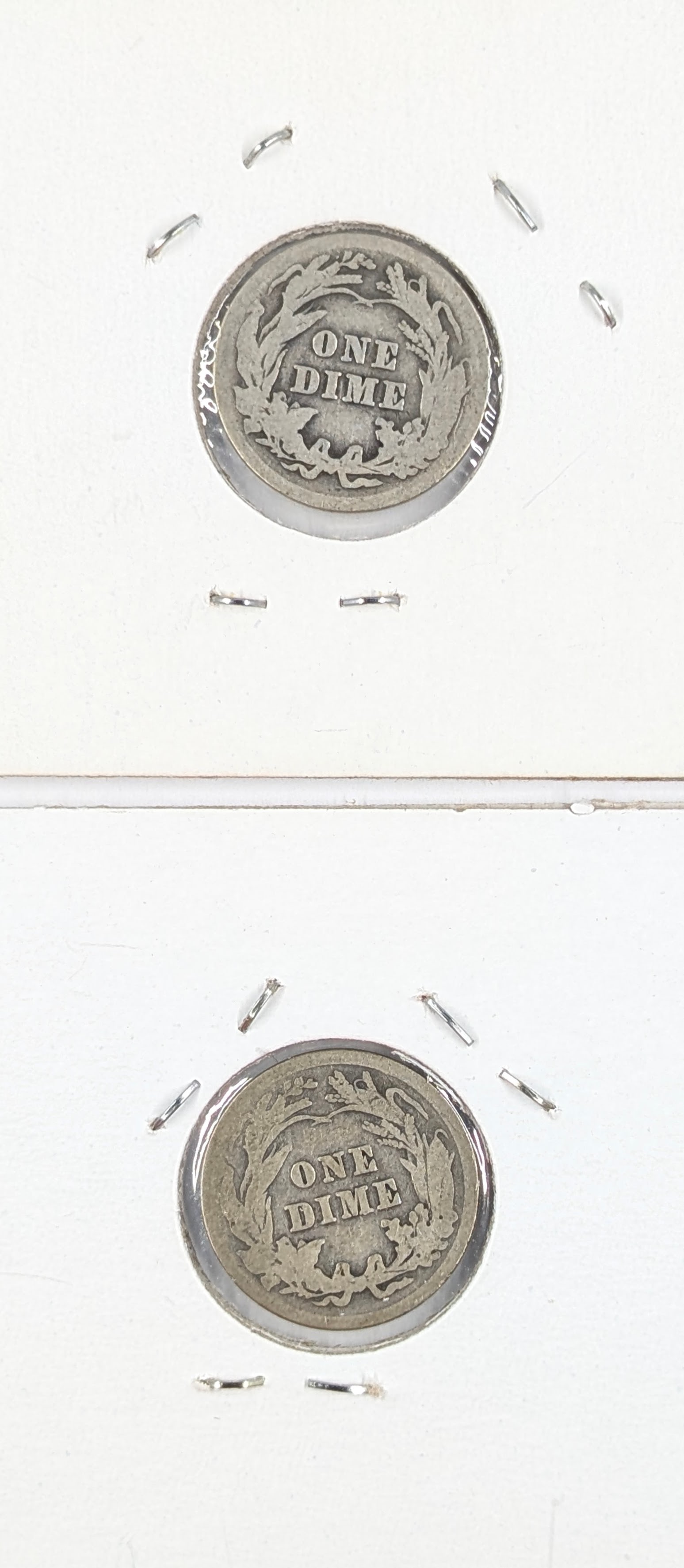 Lot of 2 Silver Barber Dimes - 1912, 1913 - 2