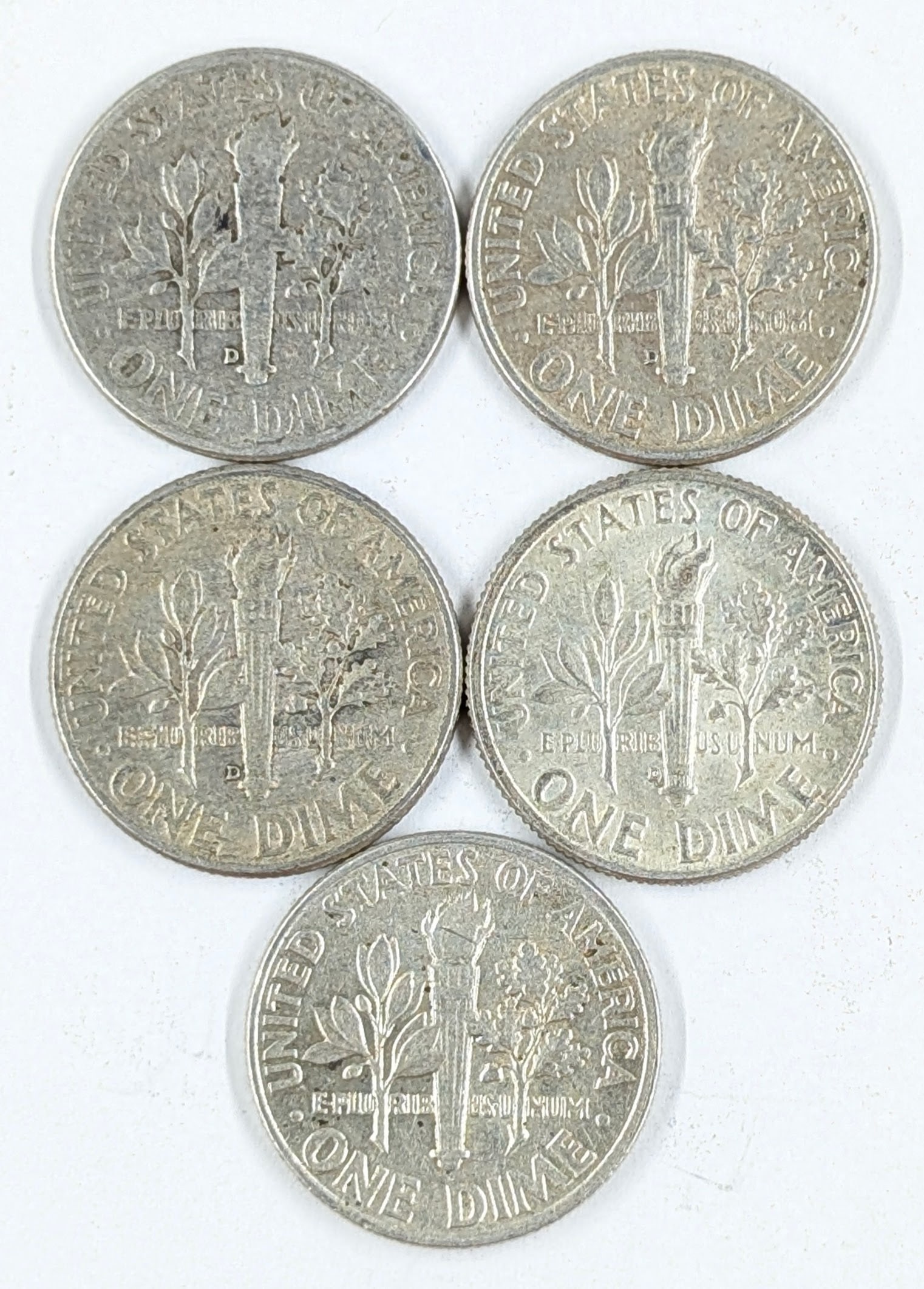 Lot of 5 Silver Roosevelt Dimes - 1960-1964 - 2
