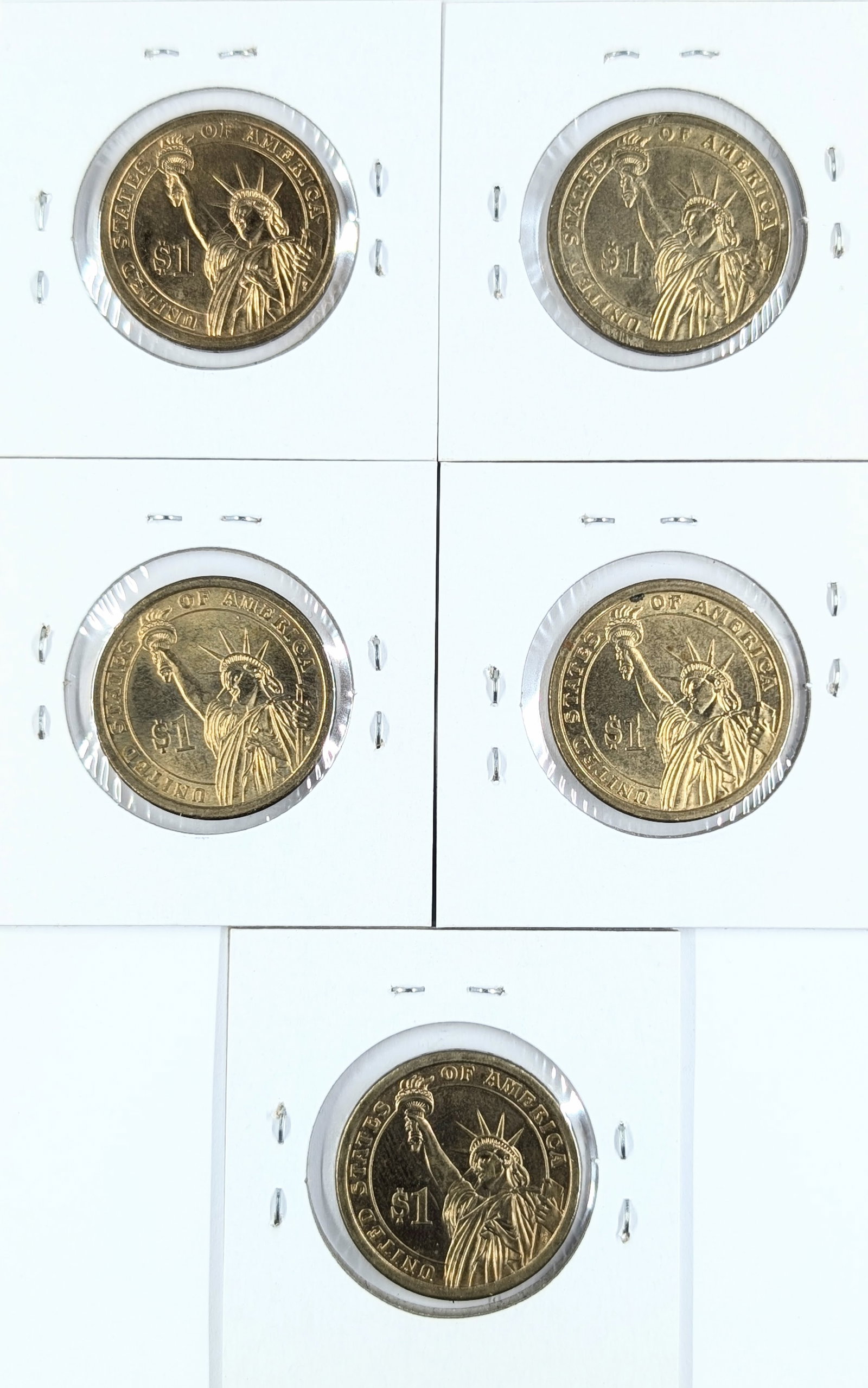 Lot of 5 Uncirculated Presidential Dollars - Jefferson, Madison, Adams, Jackson, Polk - 2