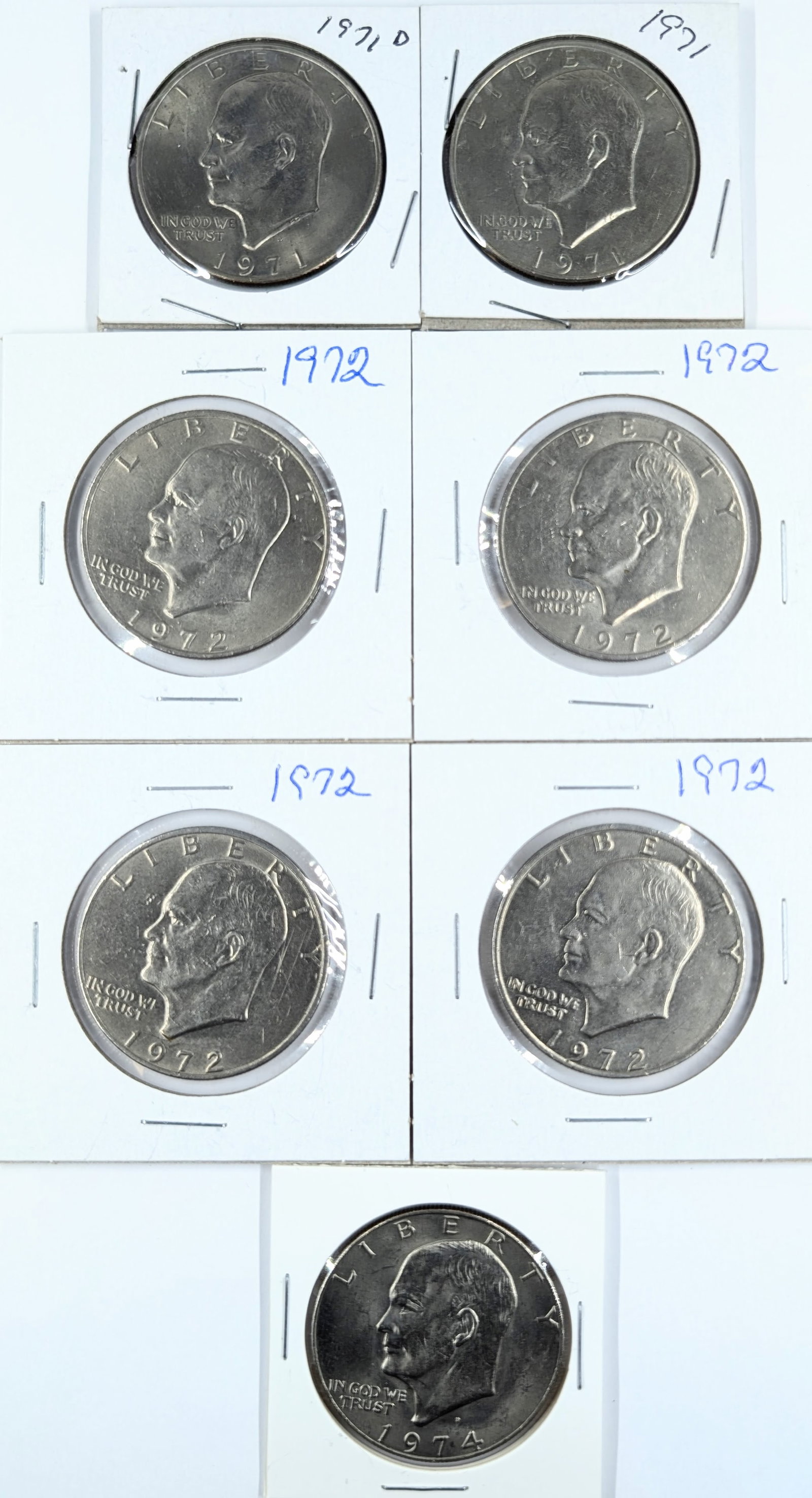 Lot of 7 Eisenhower "Ike" Dollars - 1971-1974 (1 of 2)
