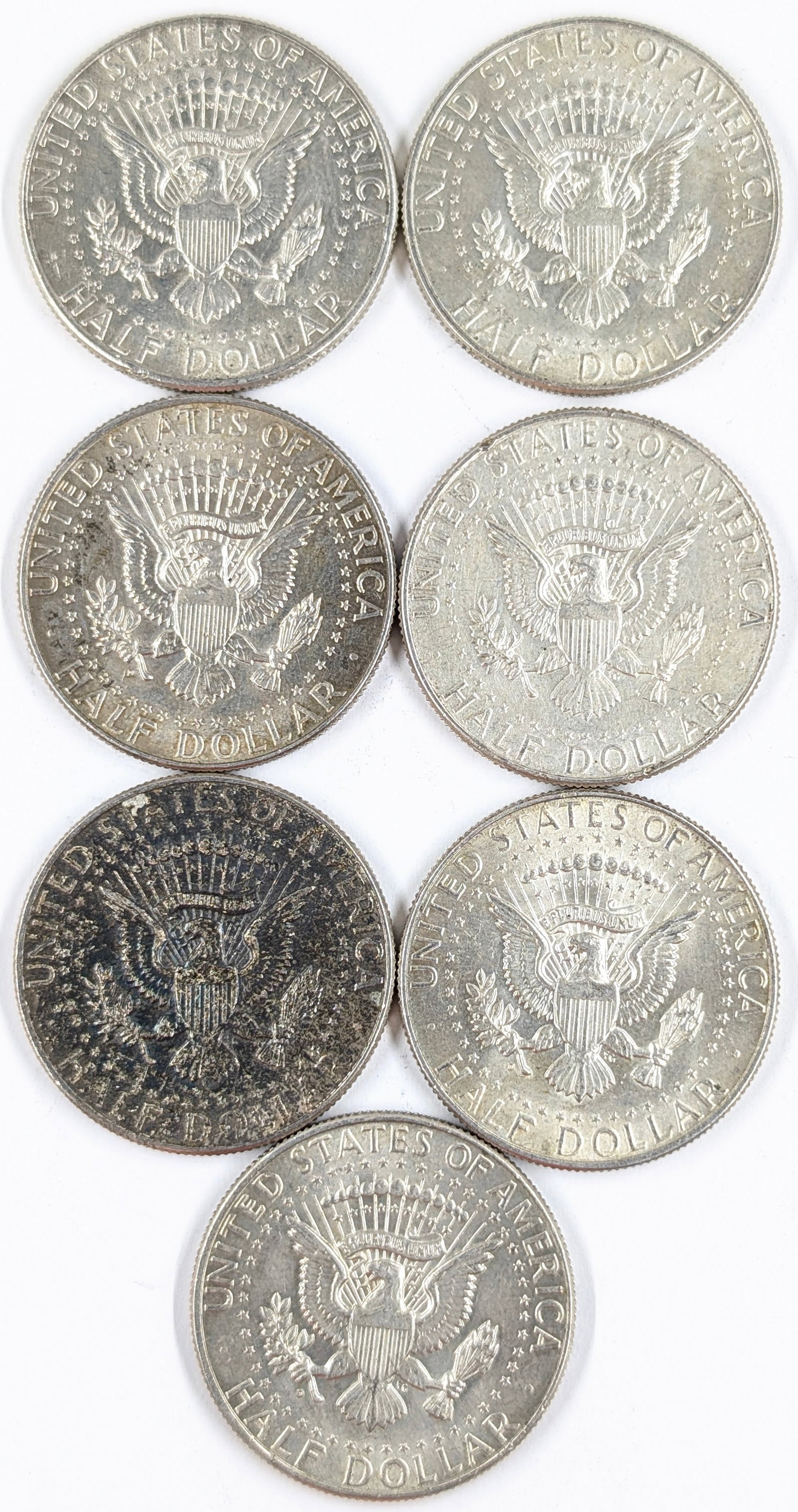 Lot of 7 Silver 1964 John F Kennedy Half Dollars - 2