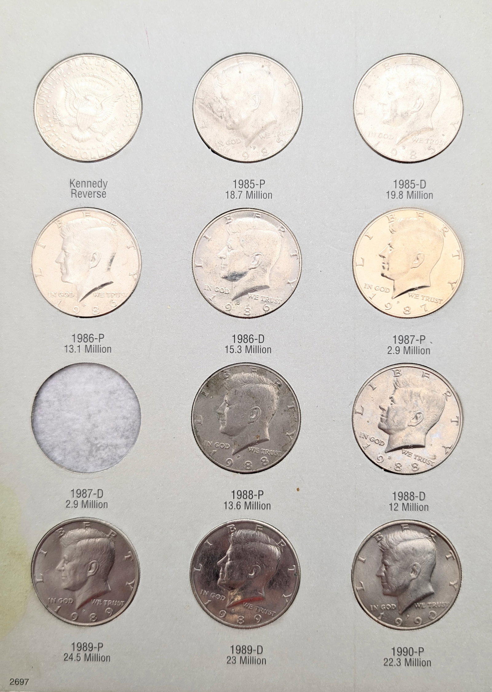 John F Kennedy Half Dollar 1985-2002 Book w/ 35 Coins - 2