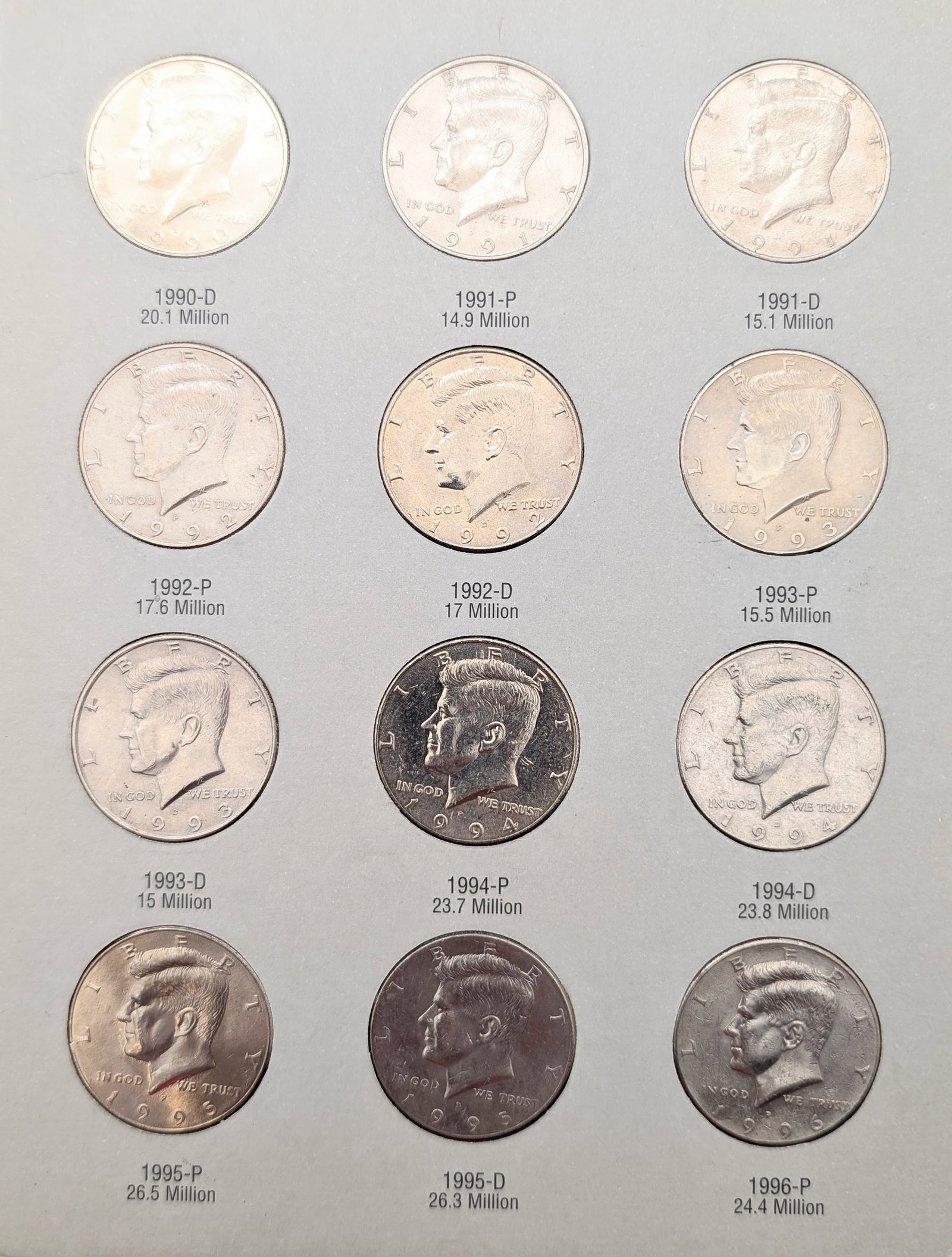 John F Kennedy Half Dollar 1985-2002 Book w/ 35 Coins - 3