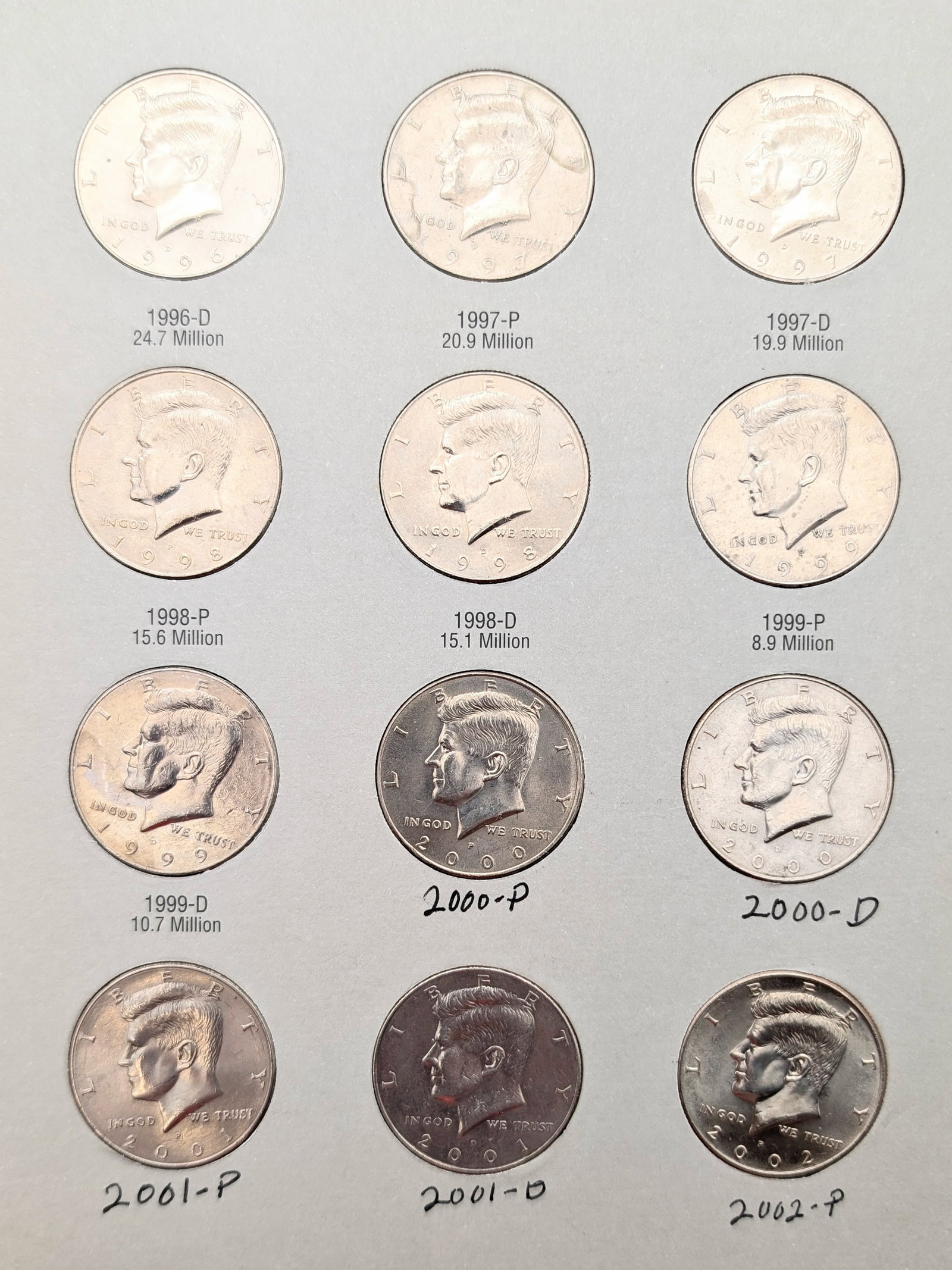 John F Kennedy Half Dollar 1985-2002 Book w/ 35 Coins - 4