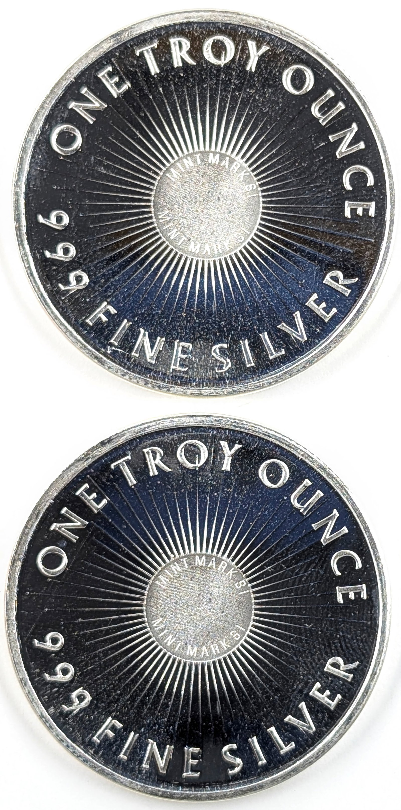 Lot of 2- 1 Ounce Fine .999 Silver Rounds- Sunshine Minting - 2