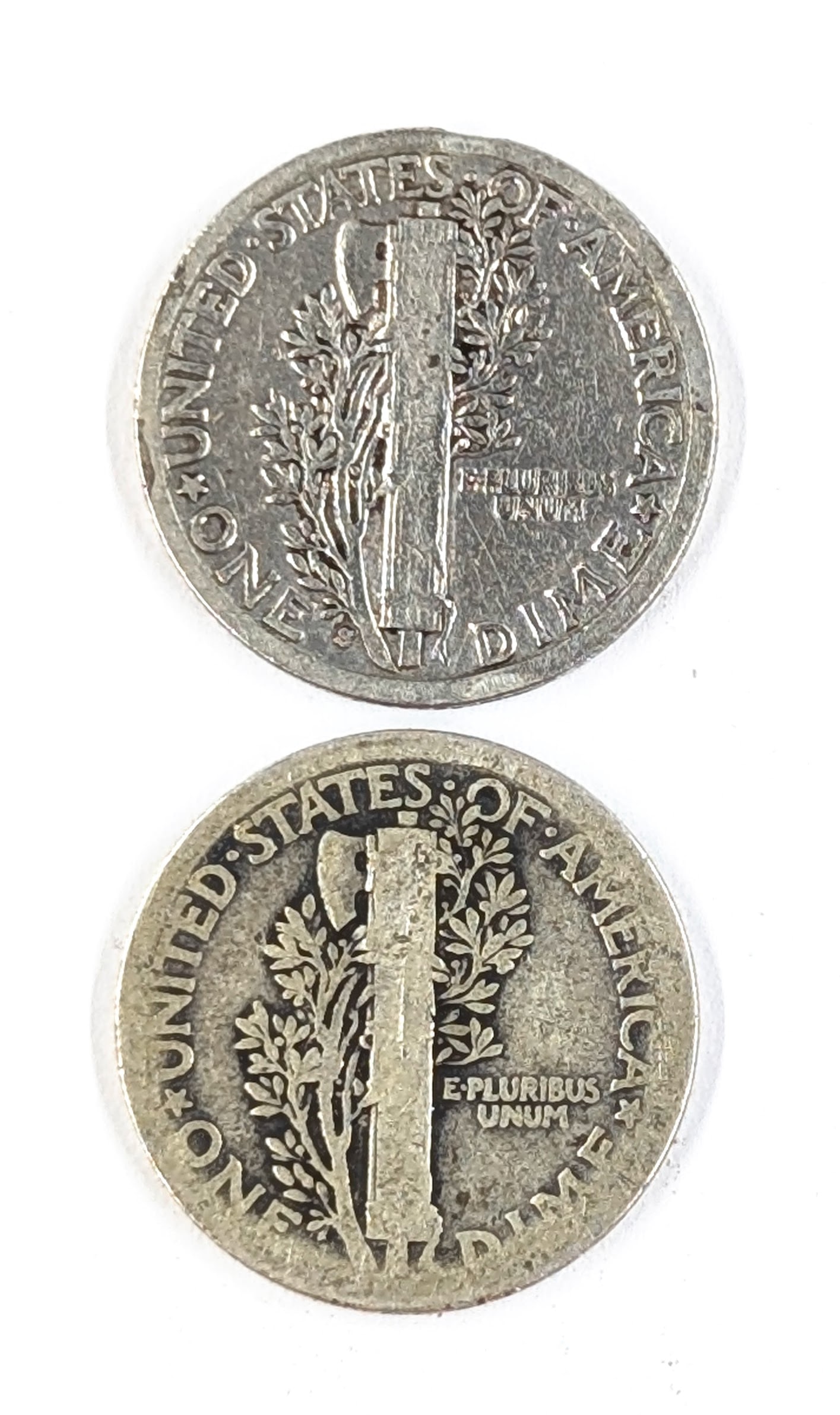 Lot of 2 Silver Mercury Dimes- 1916-S, 1917 - 2