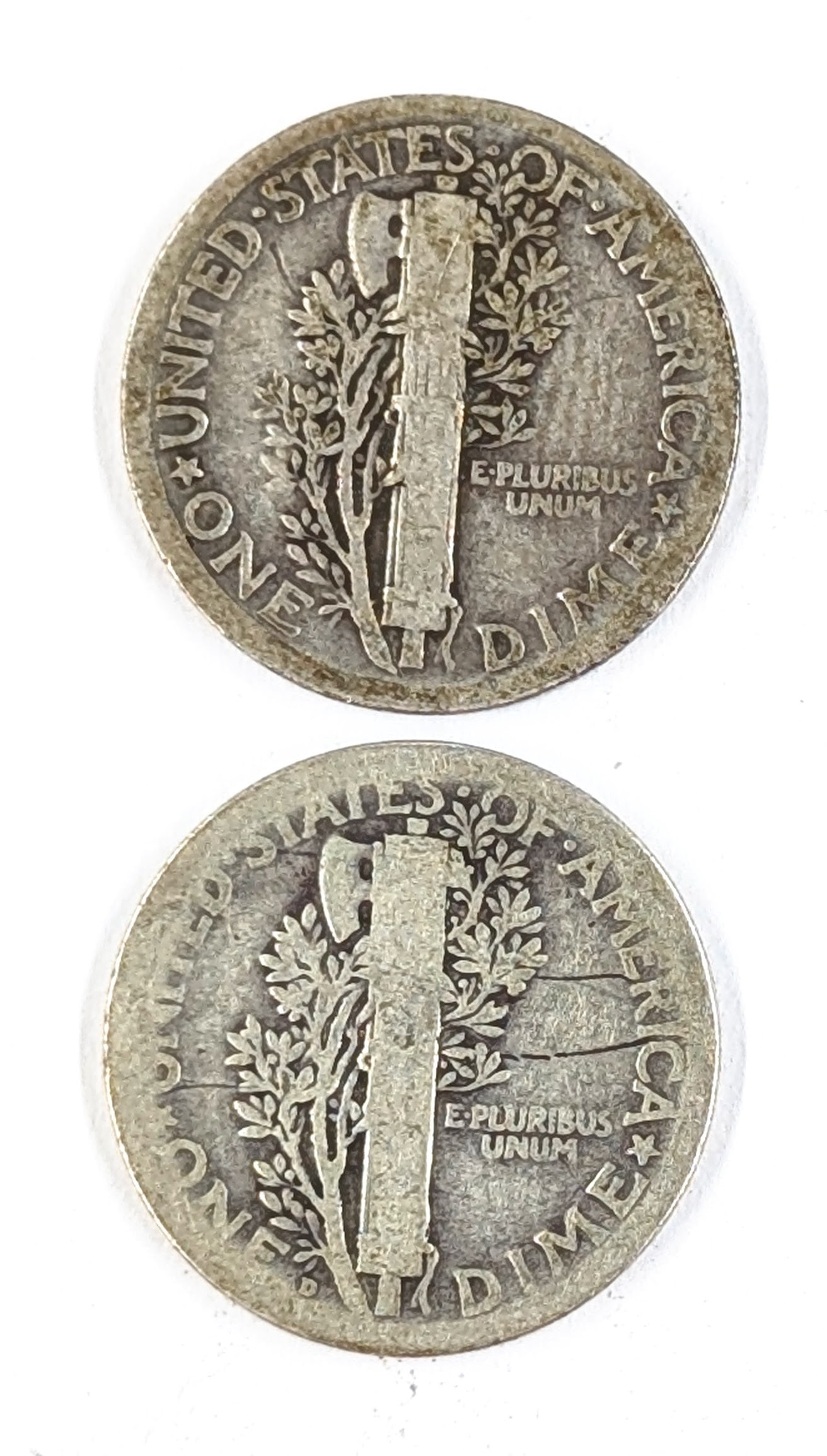Lot of 2 Silver Mercury Dimes- 1919, 1920-D - 2