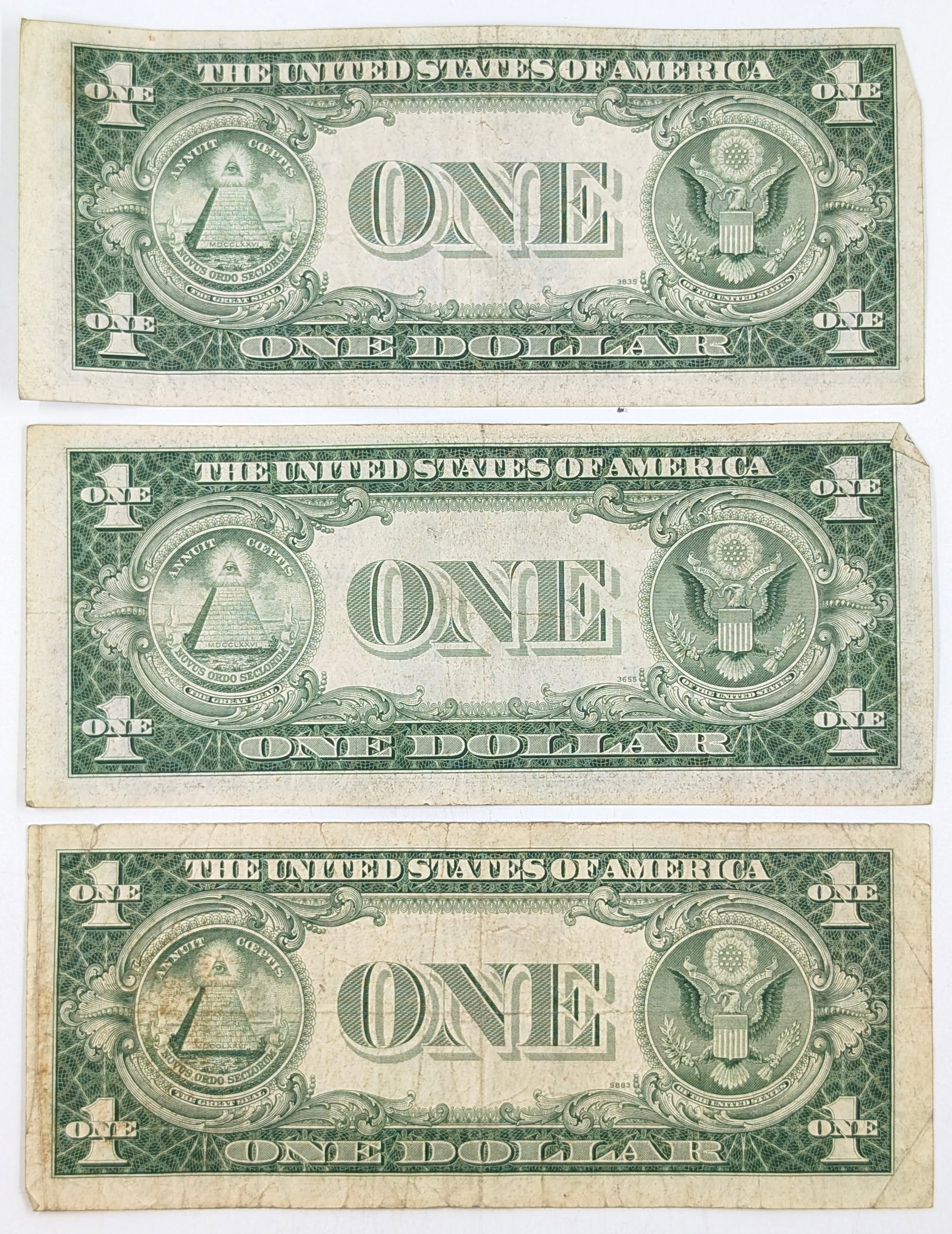 Lot of 3 - 1935 $1 Notes- Silver Certificates - 2