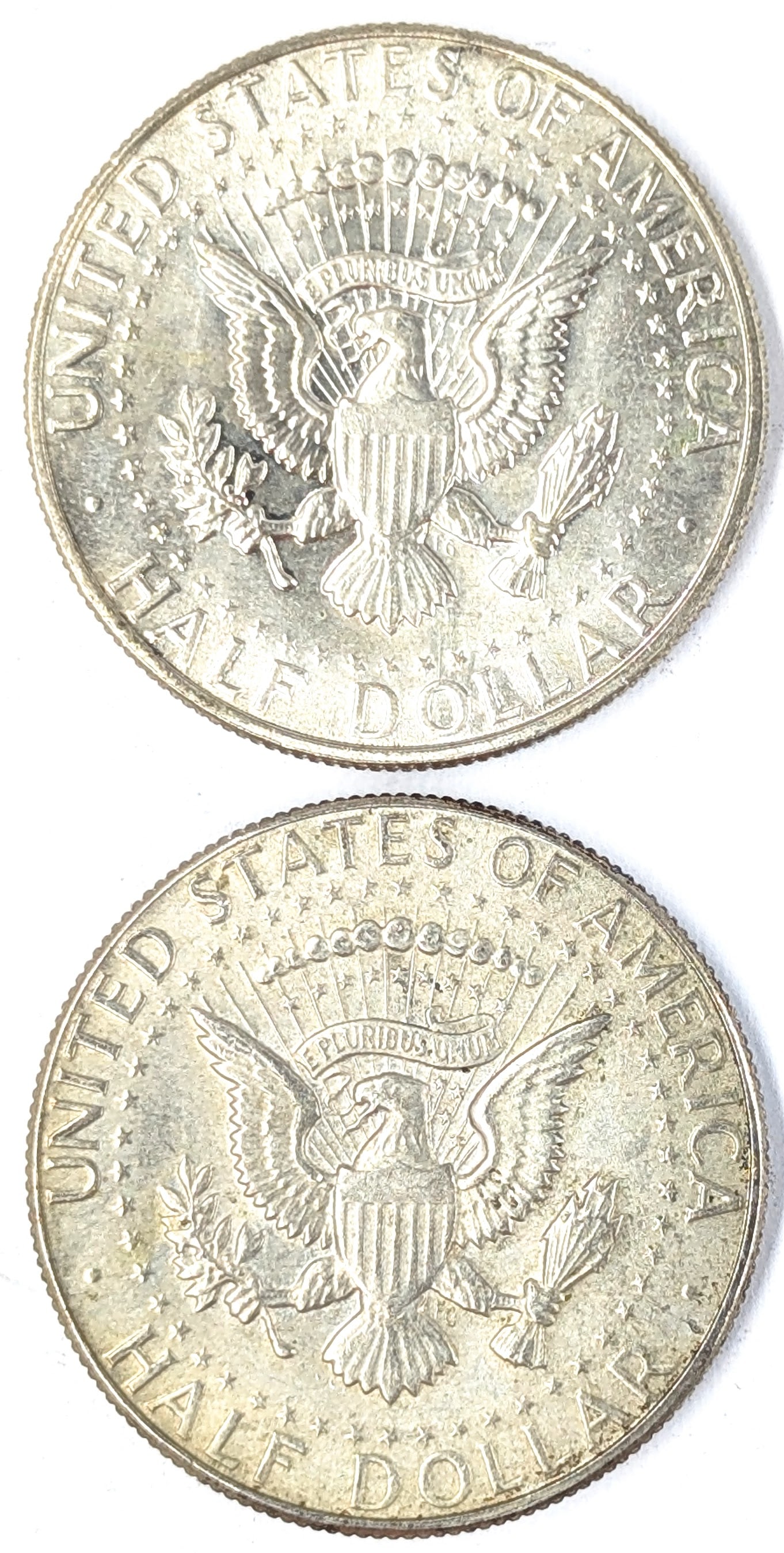 Lot of 2 Silver John F Kennedy Half Dollars- 1968, 1969 - 2