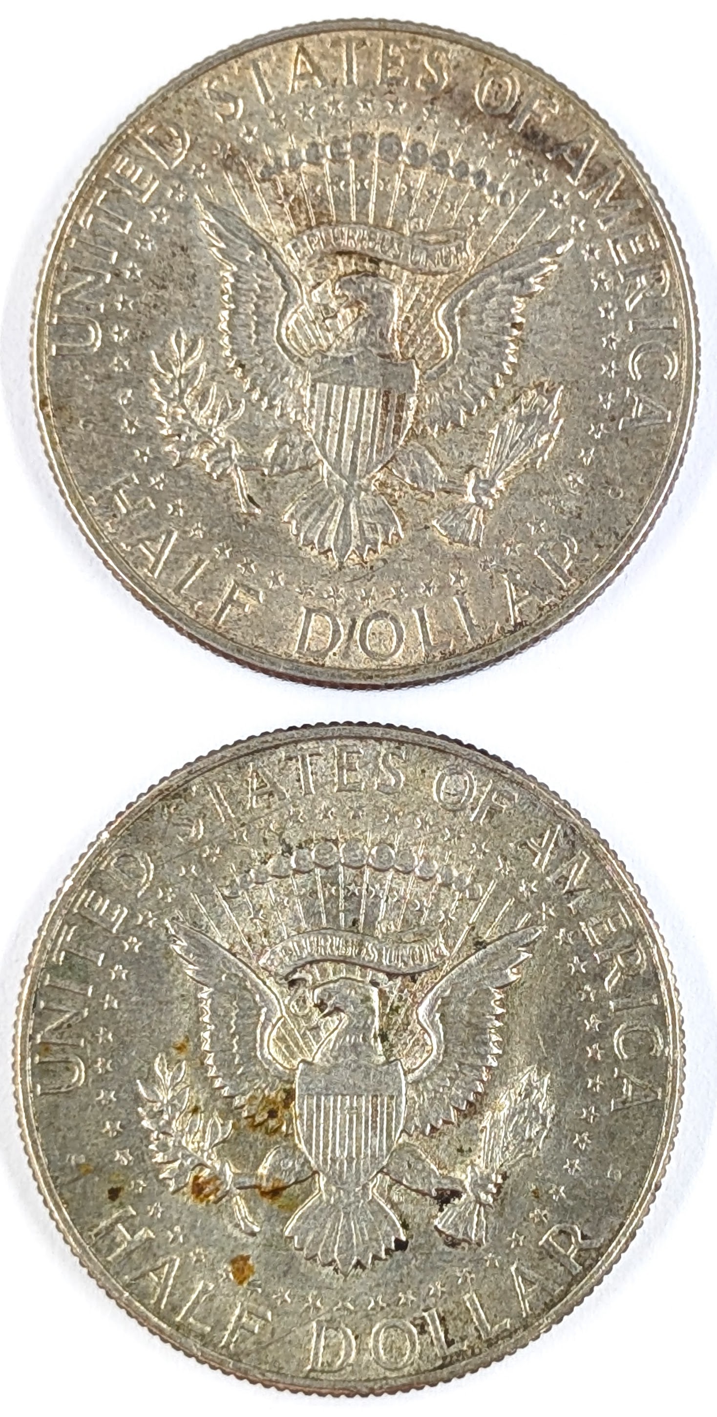 Lot of 2 Silver John F Kennedy Half Dollars- Both 1968-D - 2