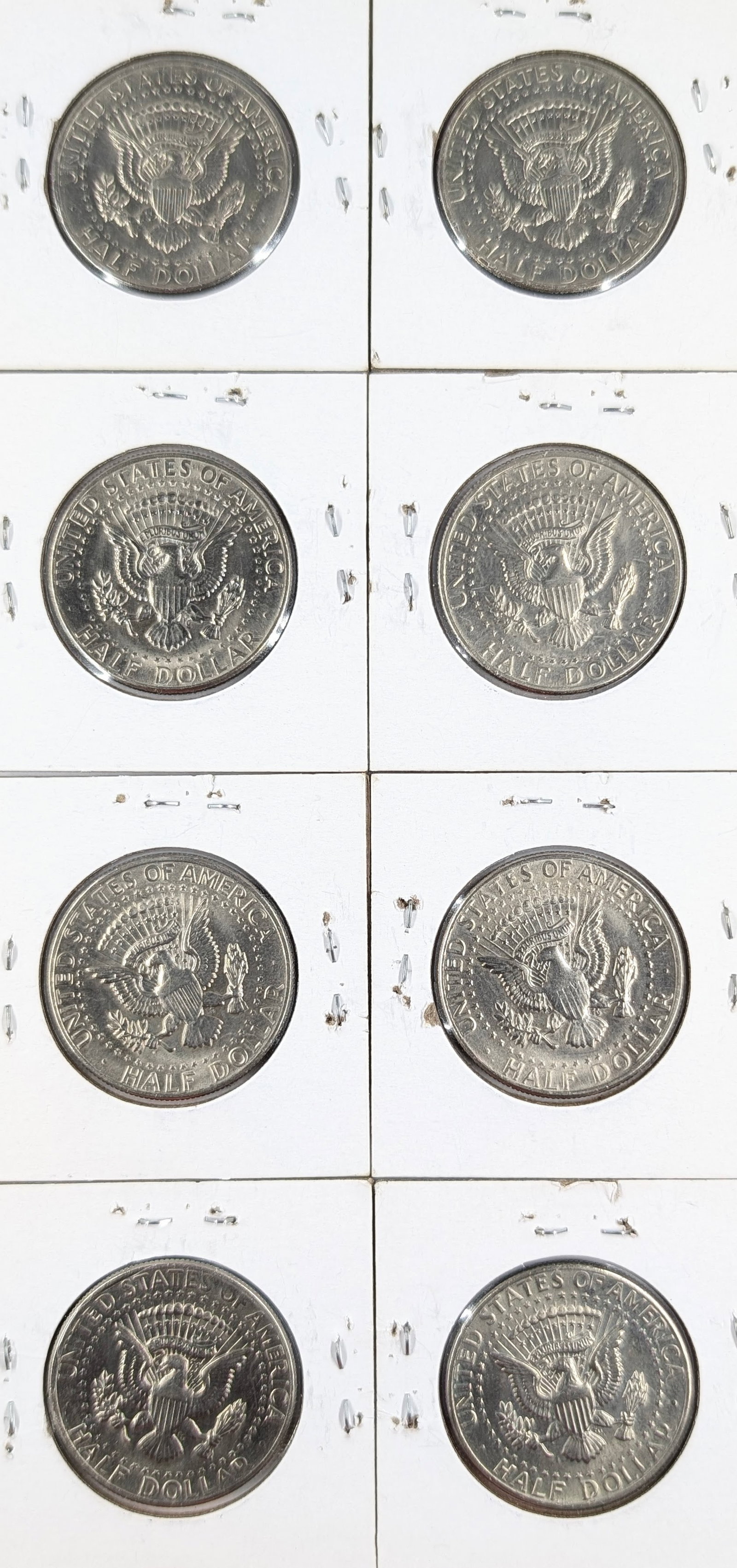 Lot of 8 John F Kennedy Half Dollars- 1971 D/P, Most Uncirculated - 2