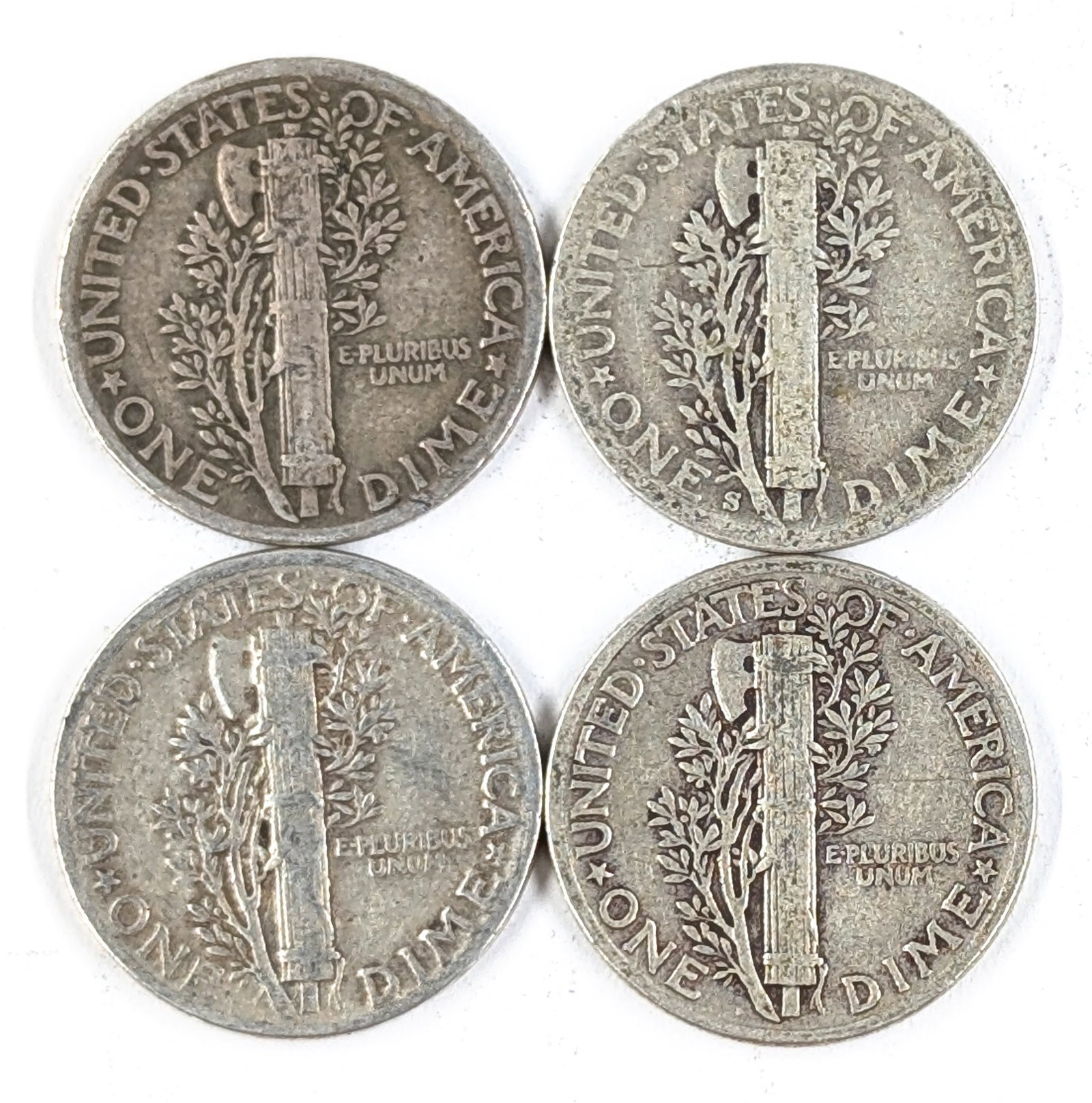 Lot of 4 Silver Mercury Dimes- 1941-1944 - 2