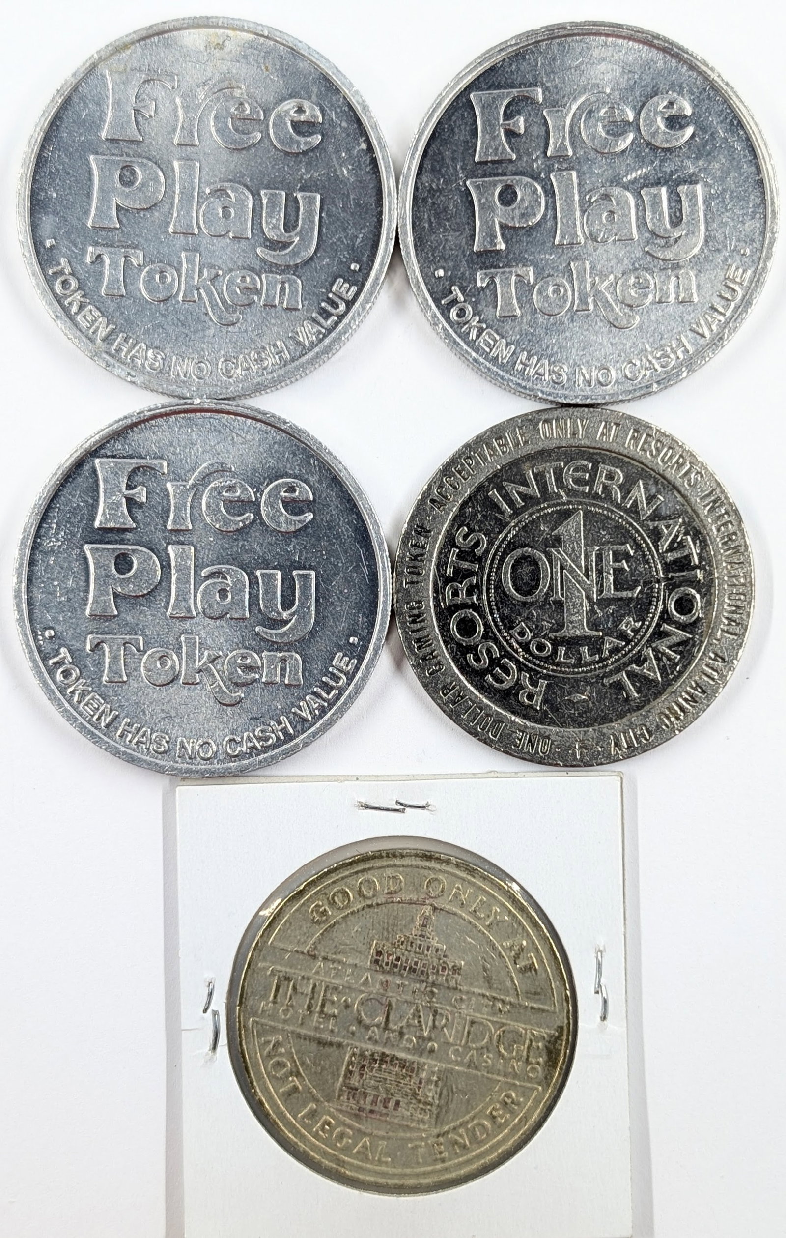Lot of 5 Casino Tokens- Holiday International, Atlantic City - 2