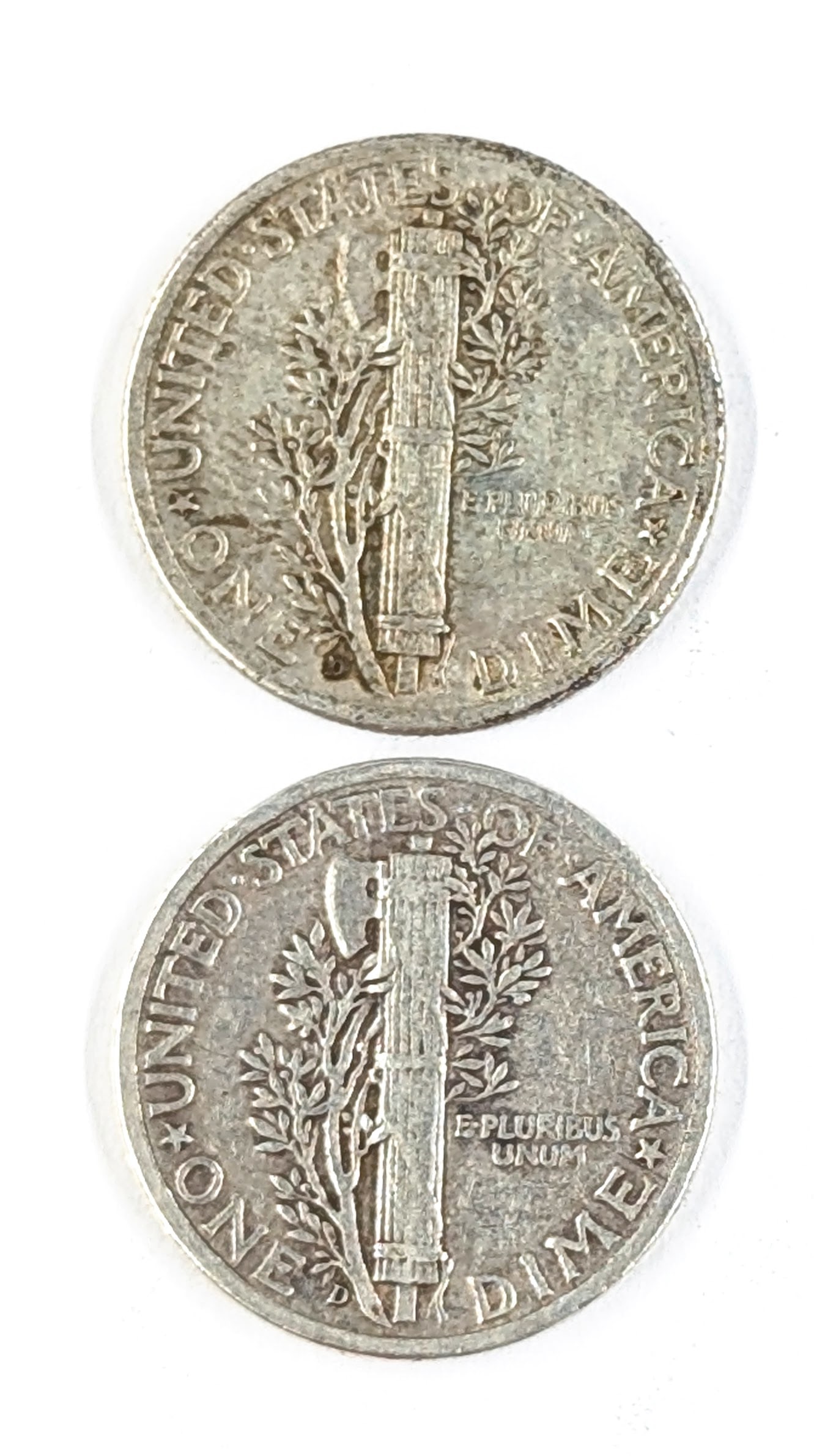 Lot of 2 Silver Mercury Dimes- 1944-D, 1945-D - 2