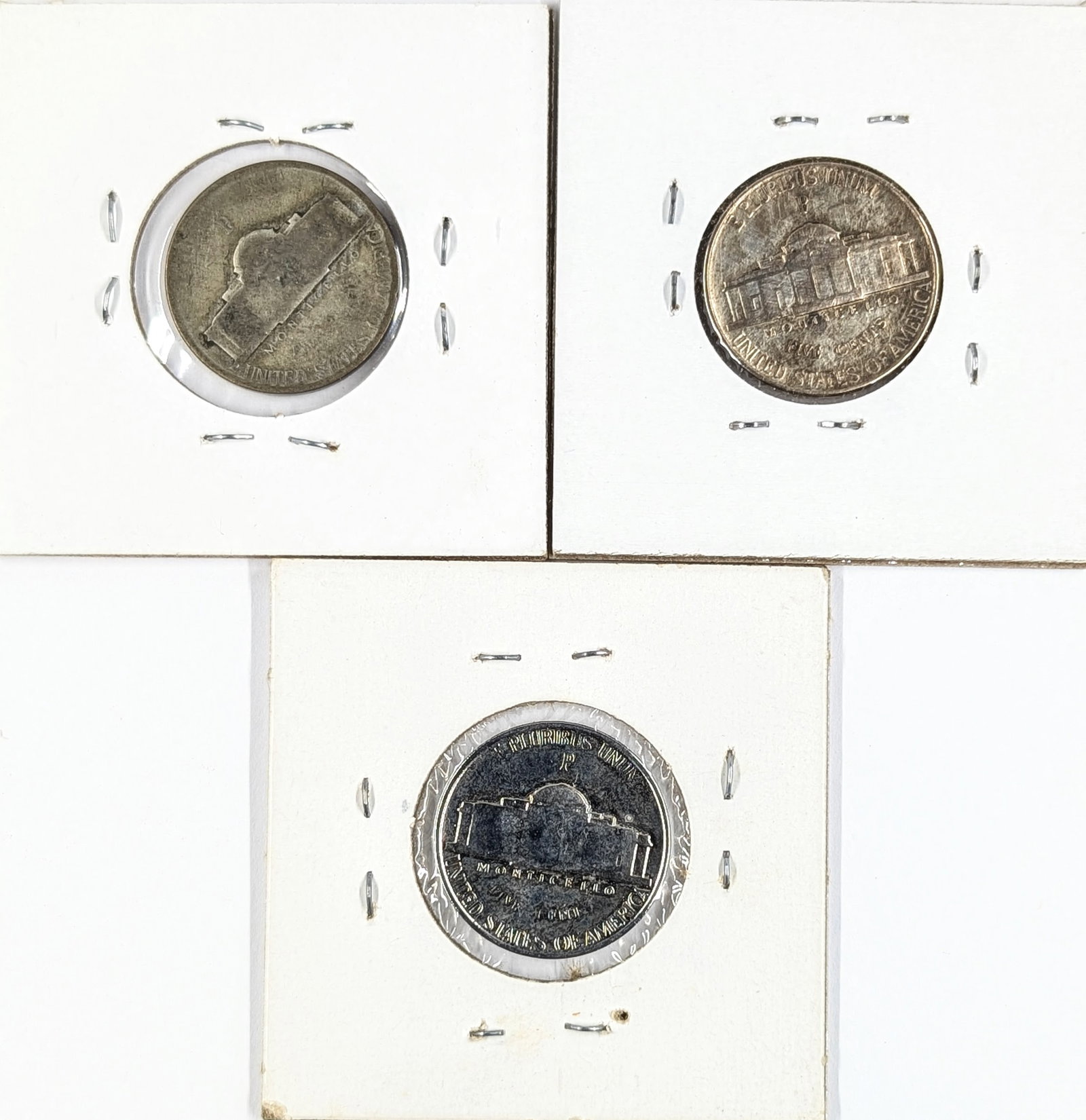 Lot of 3 Silver War Nickels- 1943, 1944, 1945 - 2