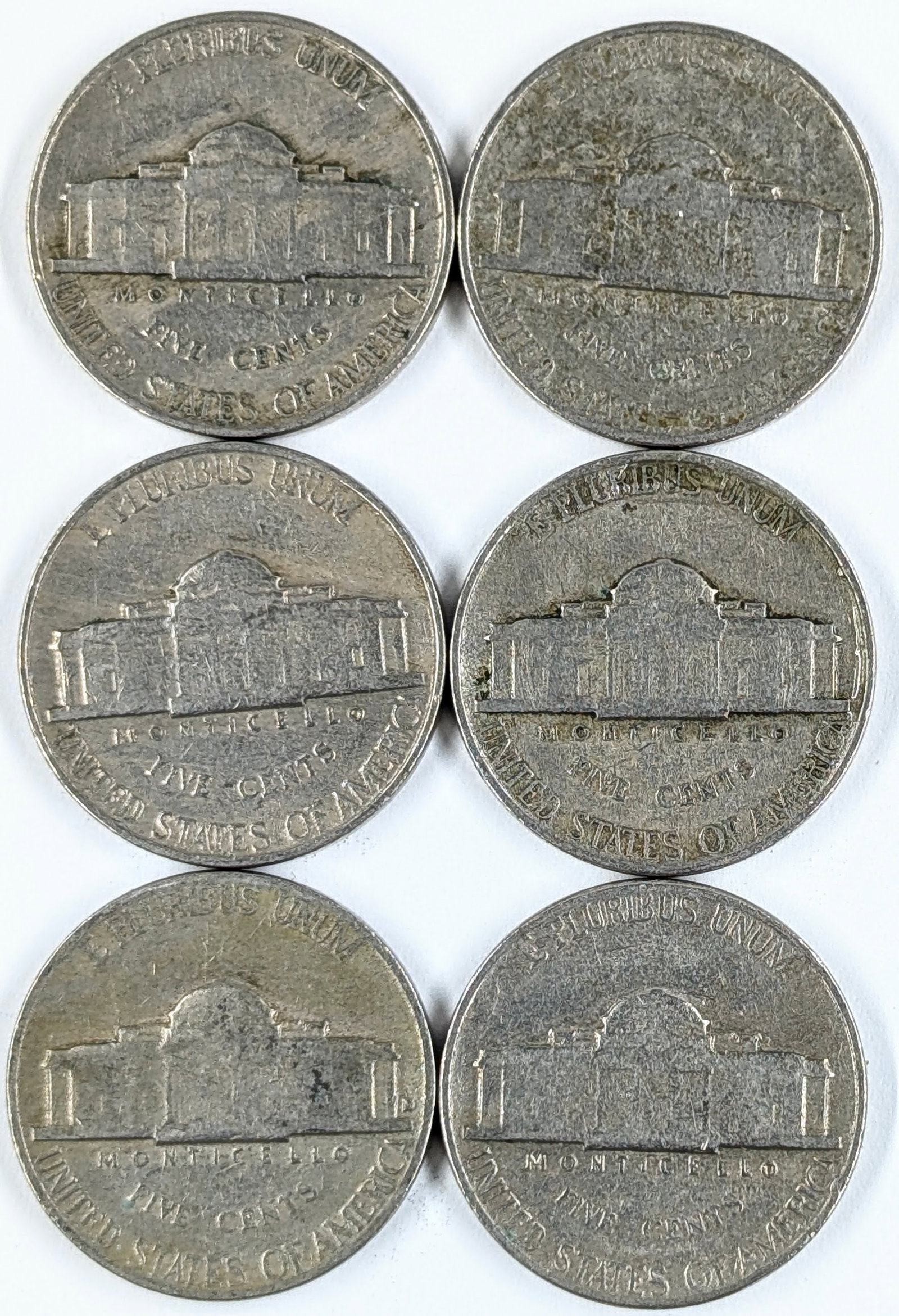 Lot of 6 Jefferson Nickels- 1940-1948 - 2