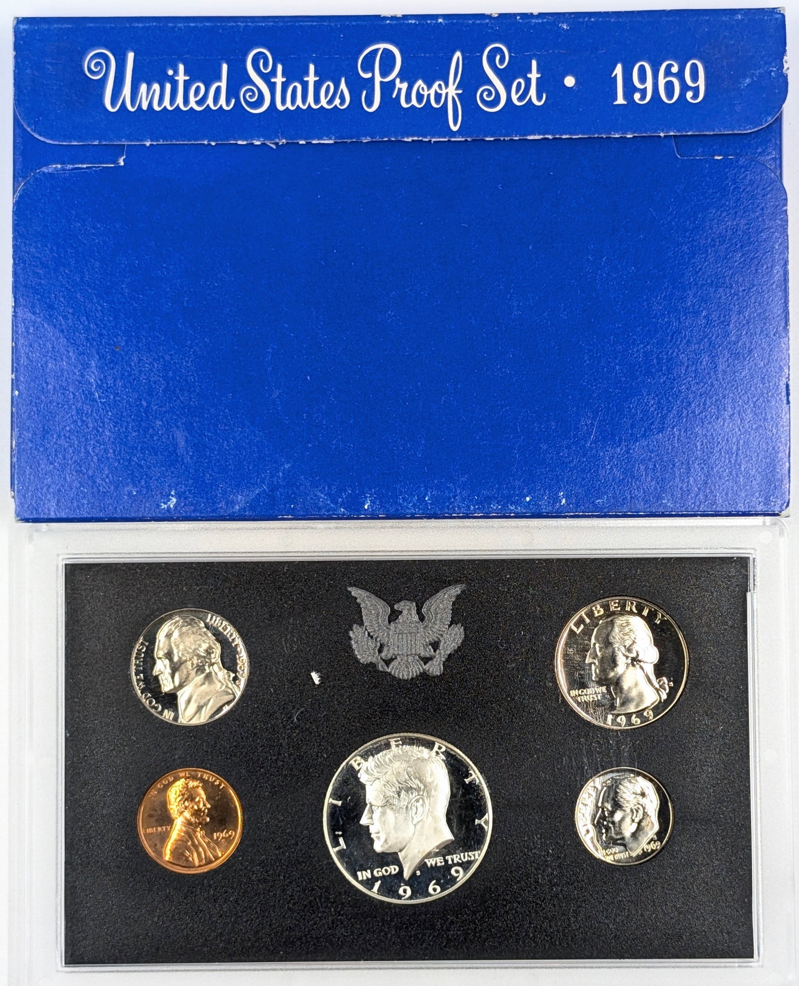1969 US Mint Proof Set w/ Silver JFK Half: 40% Silver