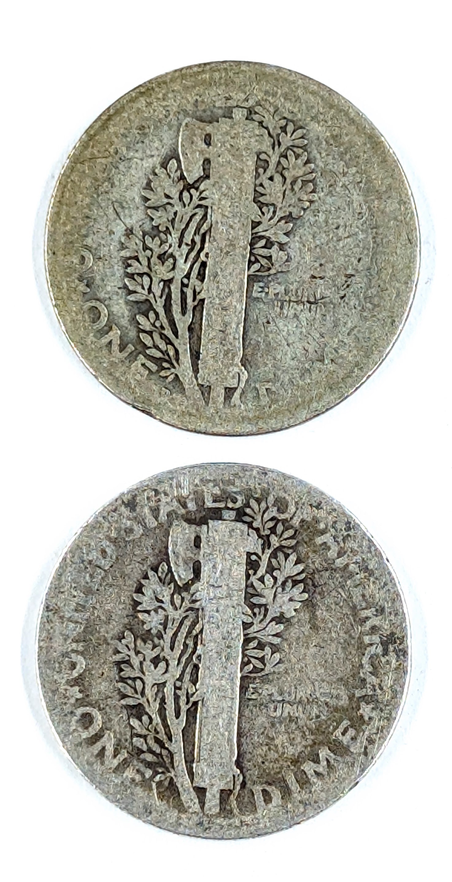 Lot of 2 Silver Mercury Dimes - 1919, 1920 - 2