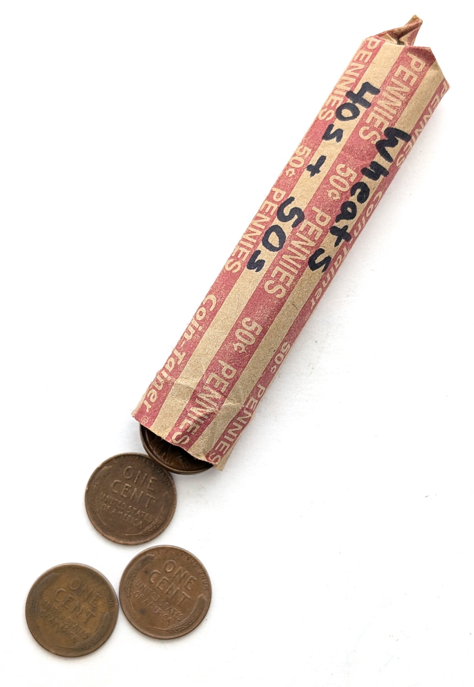 Roll of 50 Wheat Cents - Mixed Dates 1940s-1950s - 2