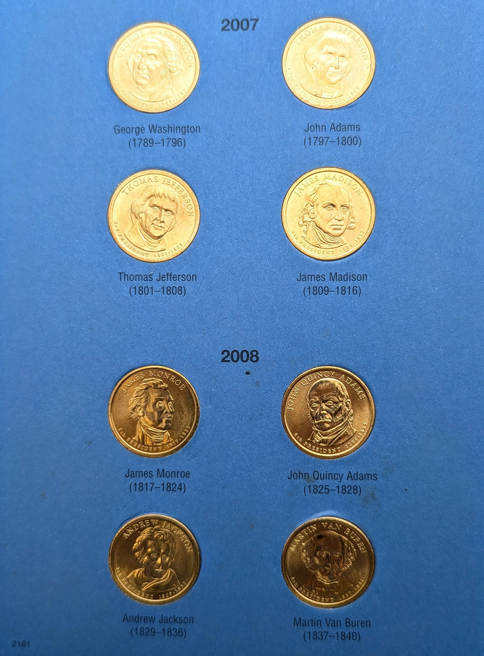 Whitman Presidential Dollars 2007-2012 Book w/ 24 Uncirculated Coins - 2