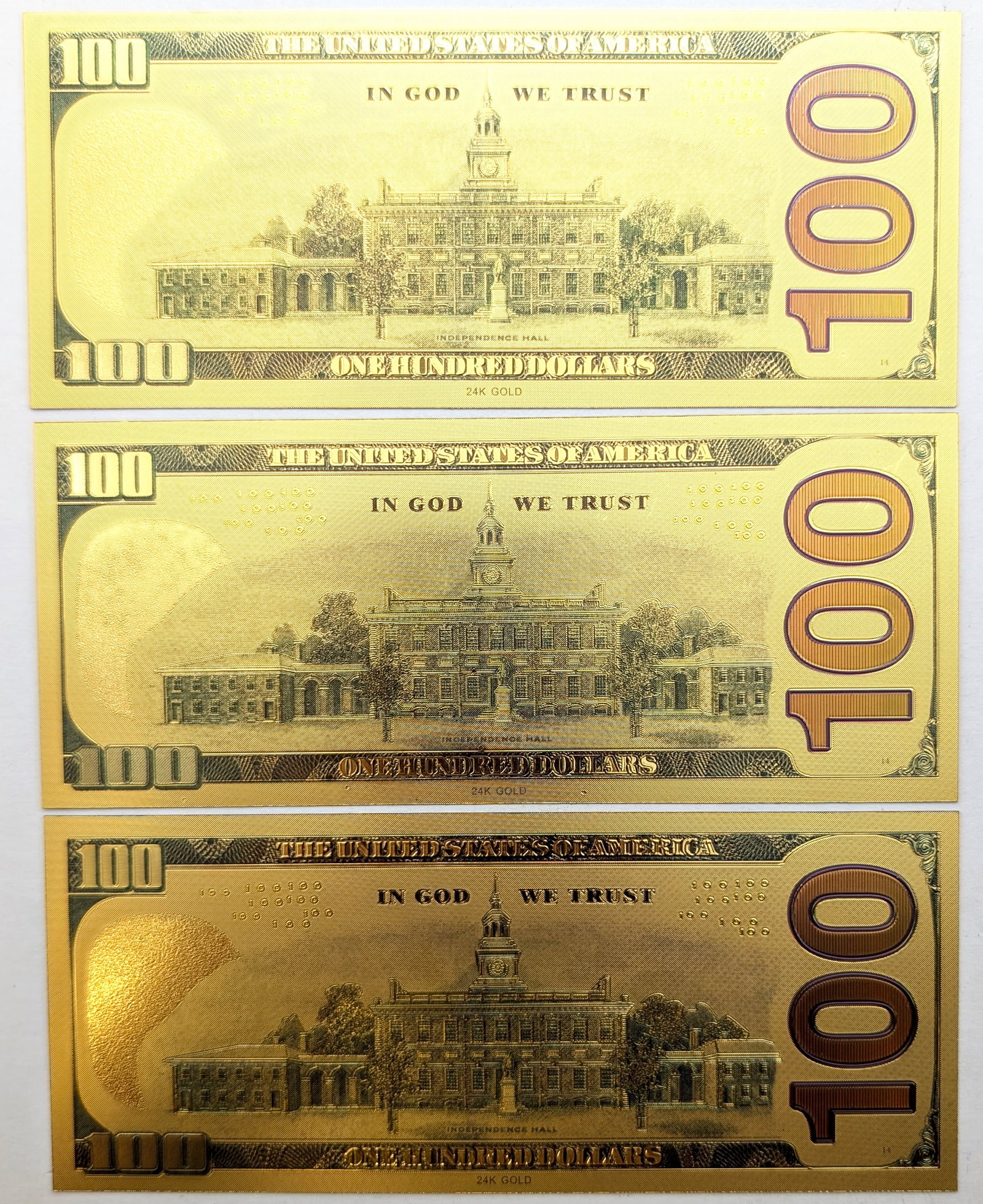 Lot of 3 Star Wars Gold foil $100 design - 2