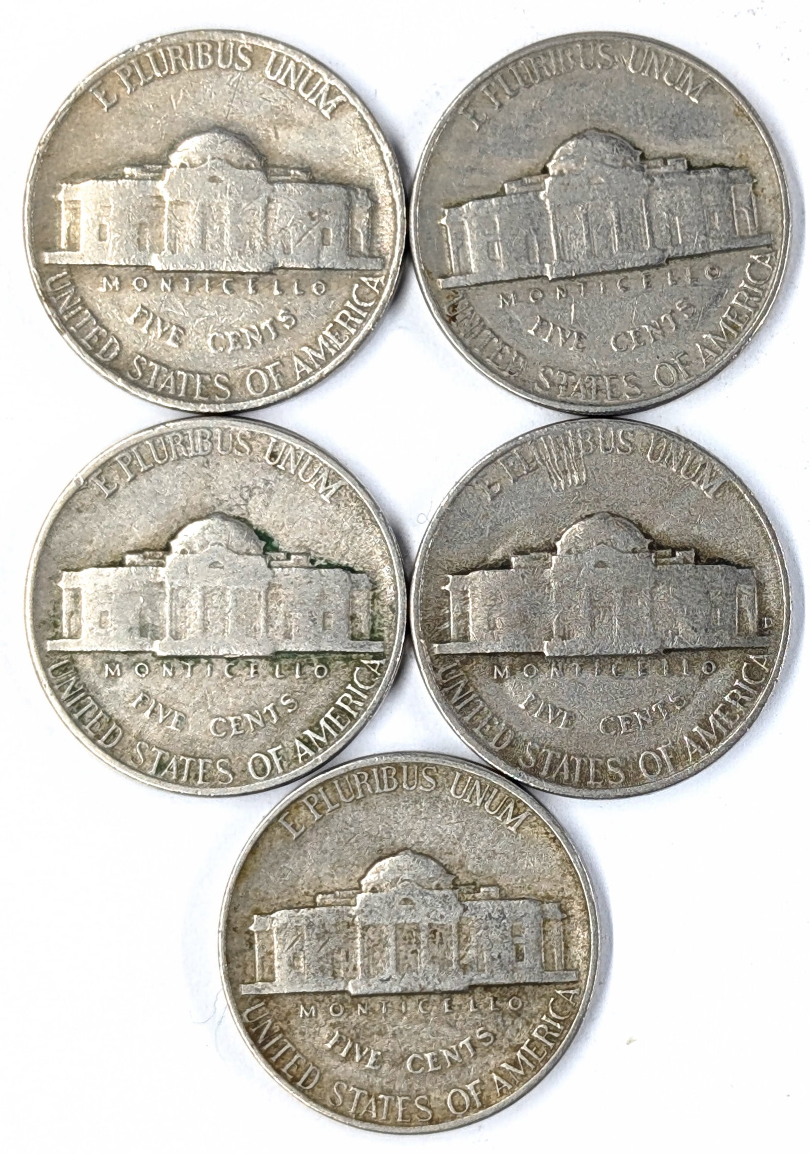 Lot of 5 Jefferson Nickels- 1941-1949 - 2