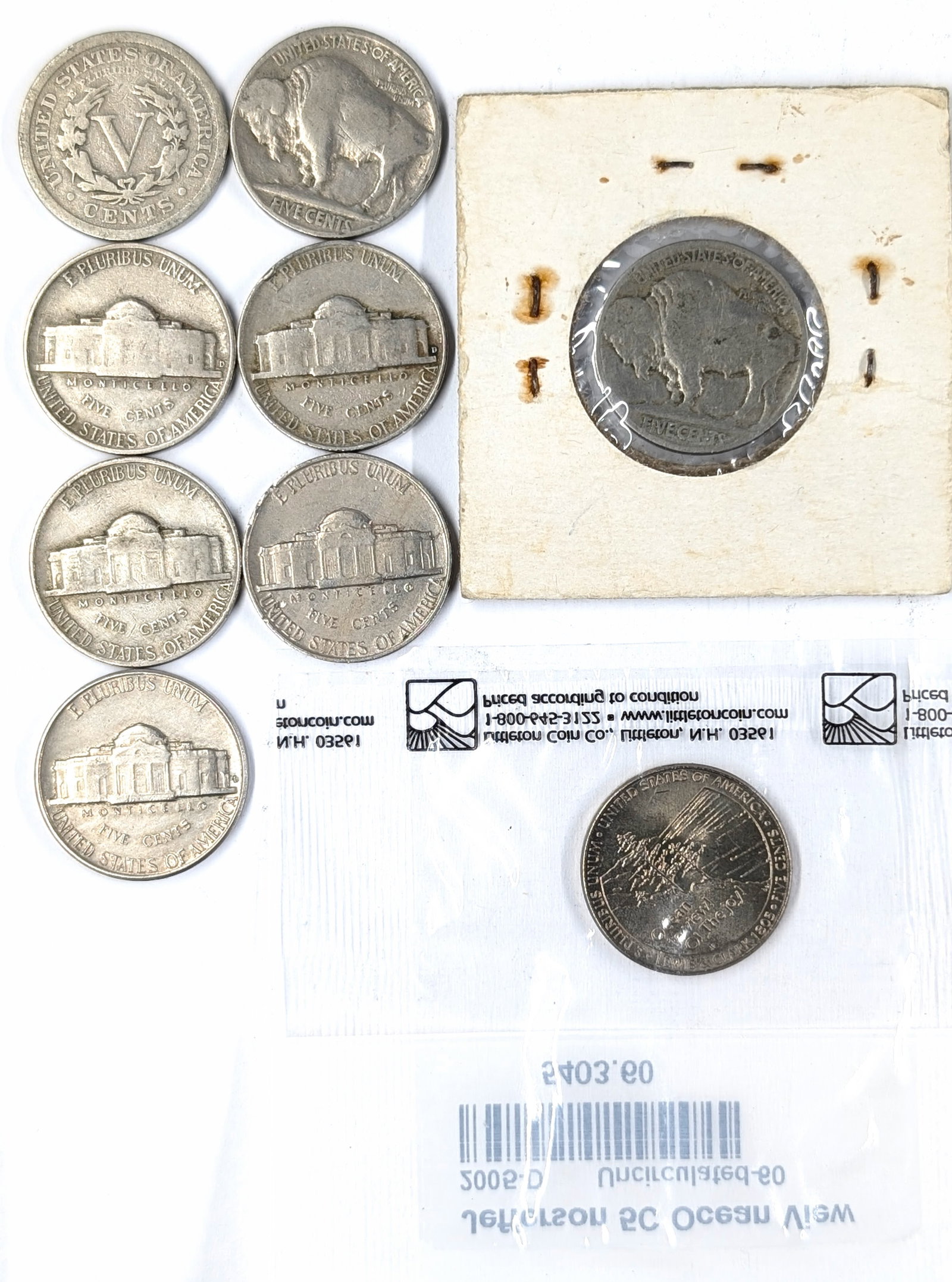 Lot of 9 Nickels- Liberty V, Buffalo, Jefferson - 2