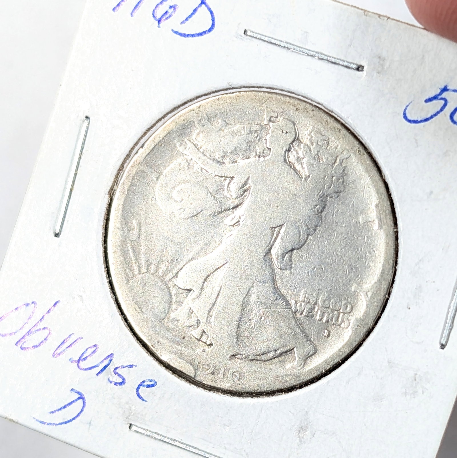 1916-D Silver Walking Liberty Half Dollar - Obverse Mint Mark - 2