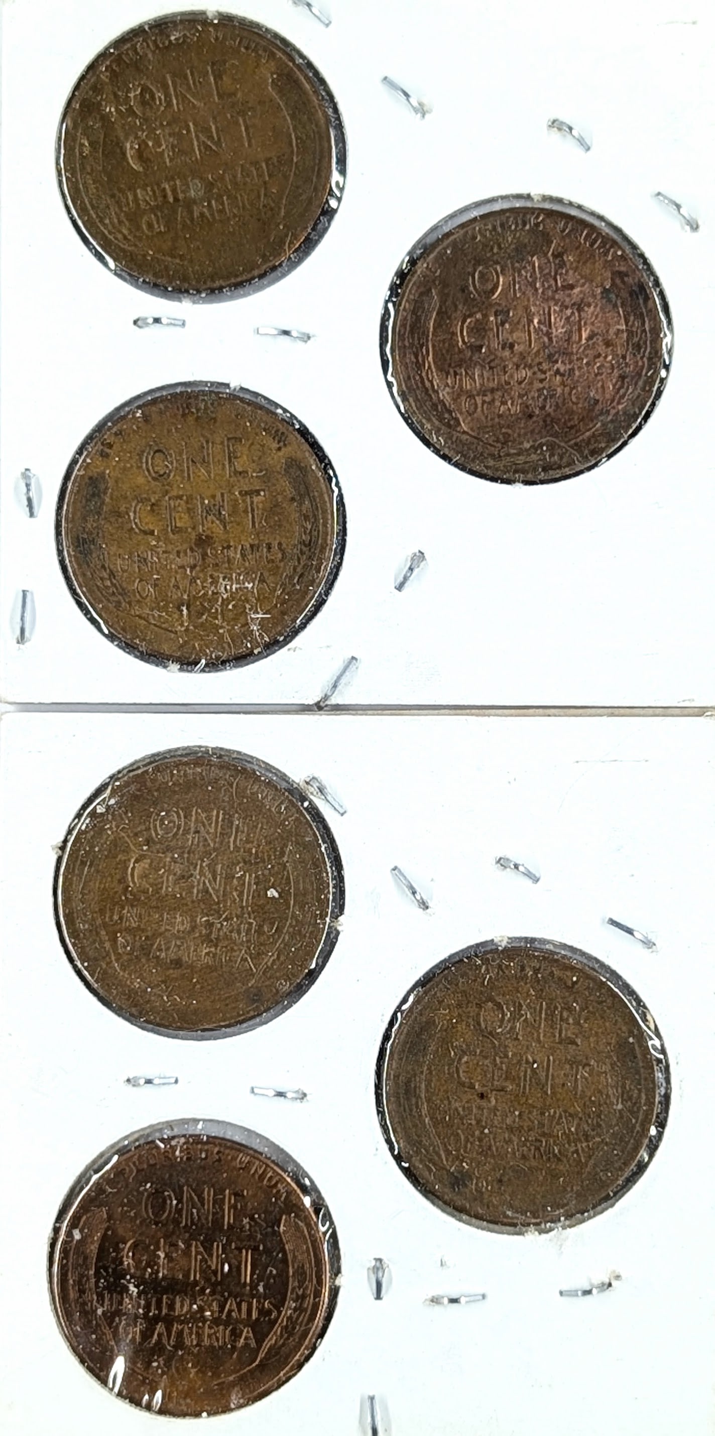 Lot of 6 Wheat Cents - 1935-1950 - 2