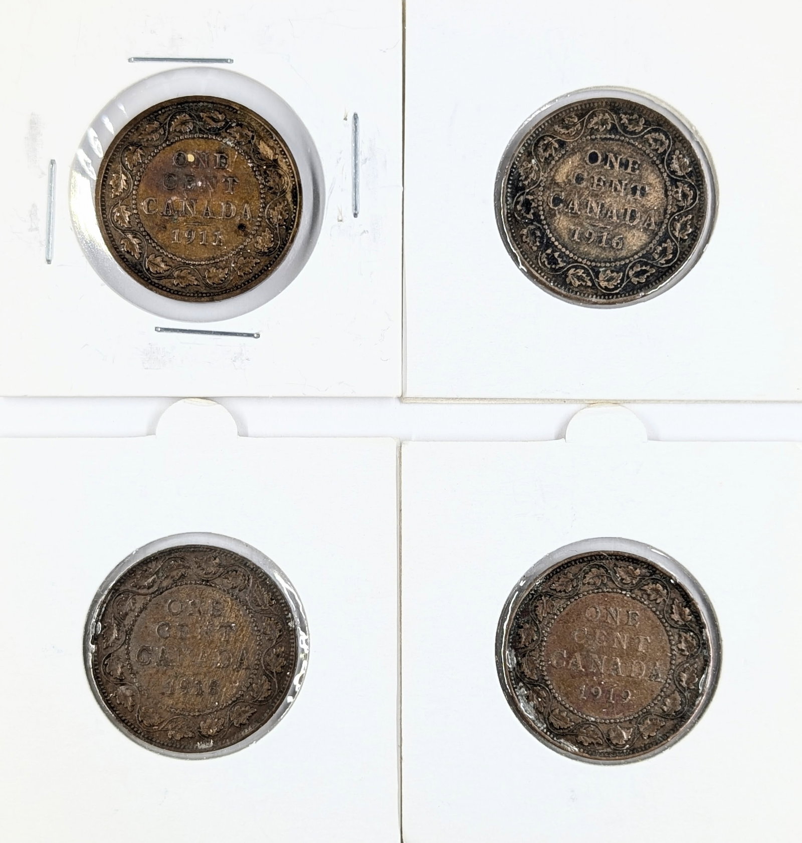 Lot of 4 Canadian Cents - 1911-1919 - 2