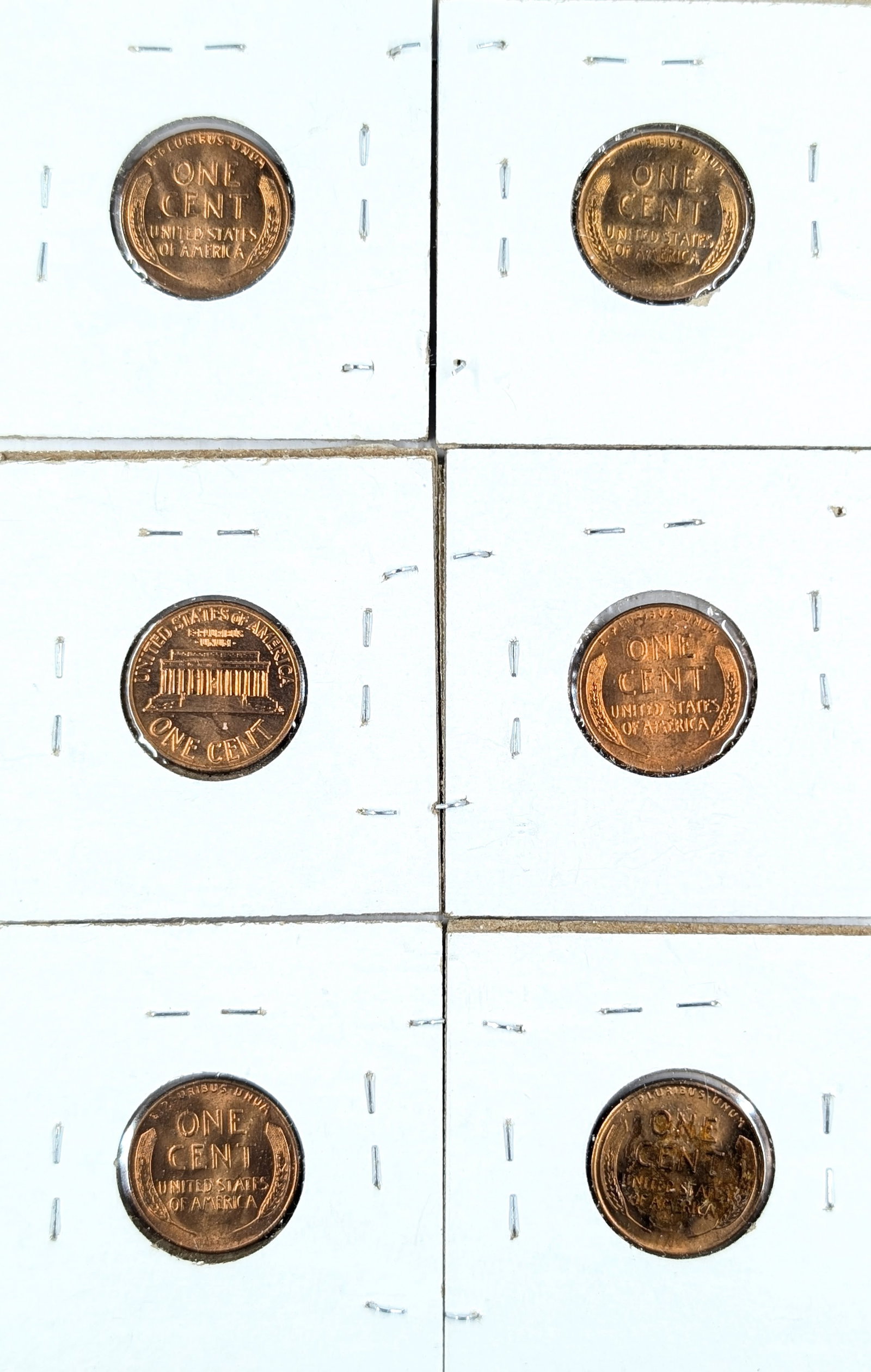 Lot of 6 Wheat & Lincoln Cents - Uncirculated 1956-1960 - 2