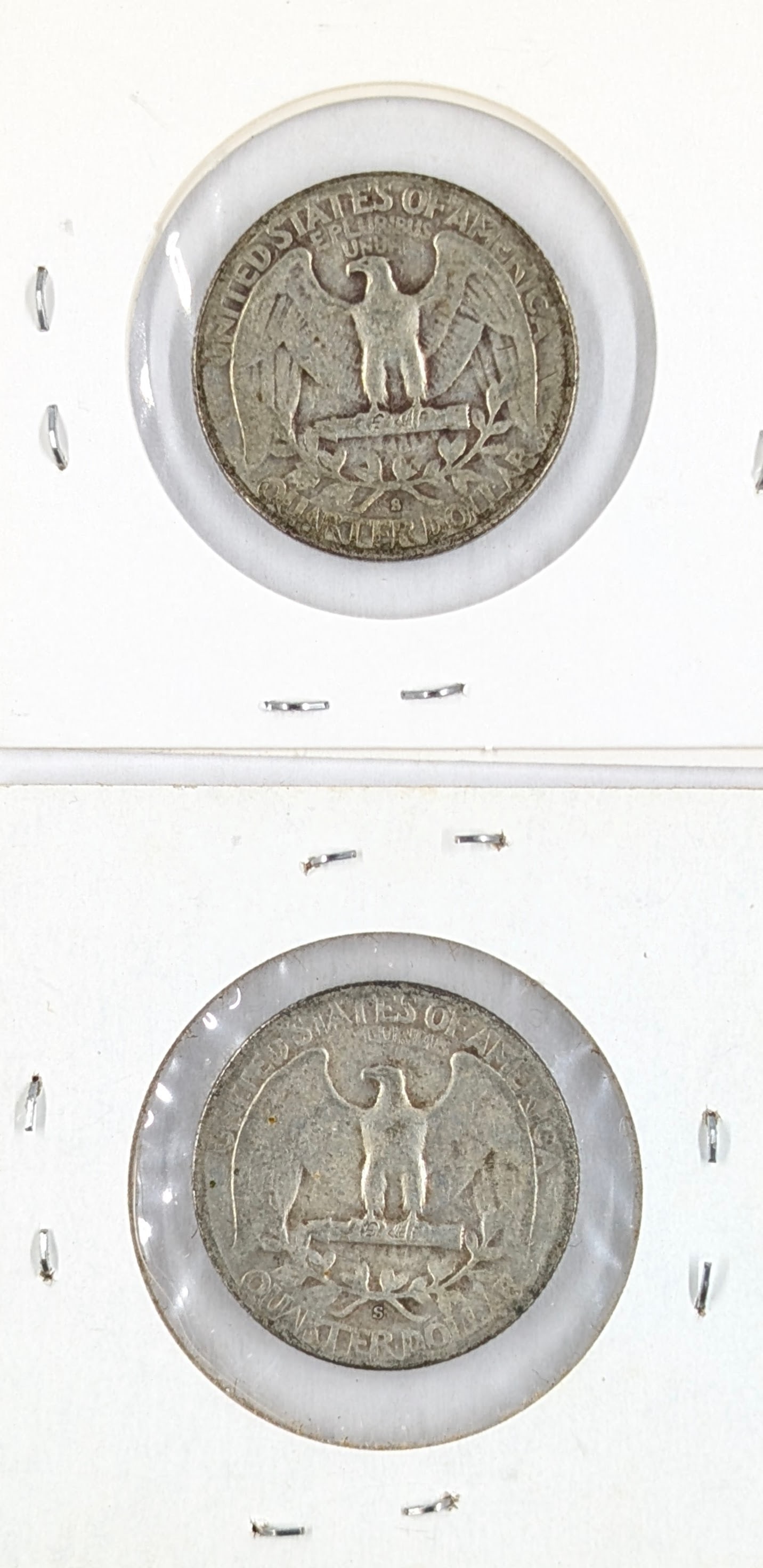 Lot of 2 Silver Washington Quarters - 1951-S, 1952-S - 2