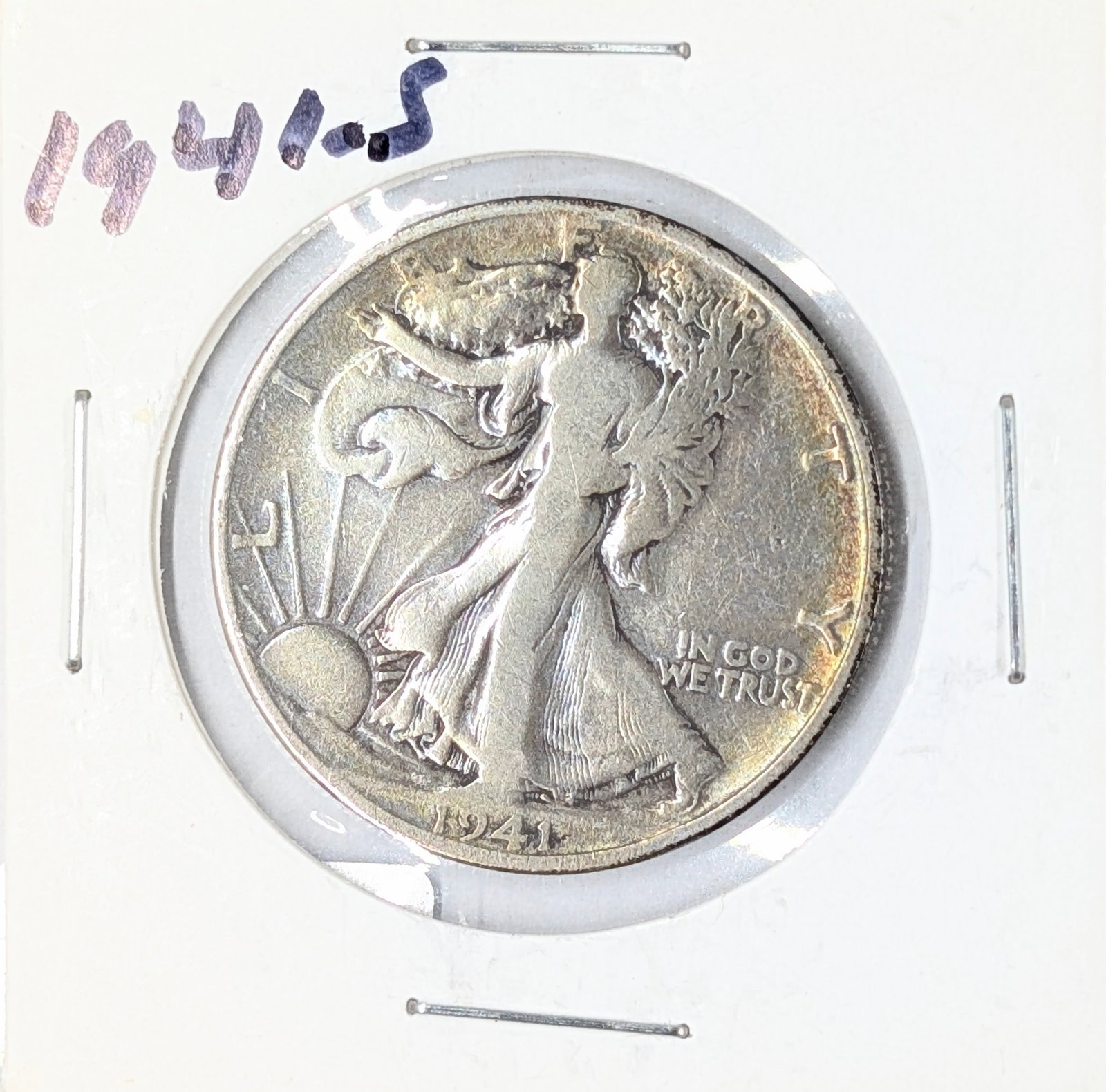 1941-S Silver Walking Liberty Half Dollar - Toned - 2