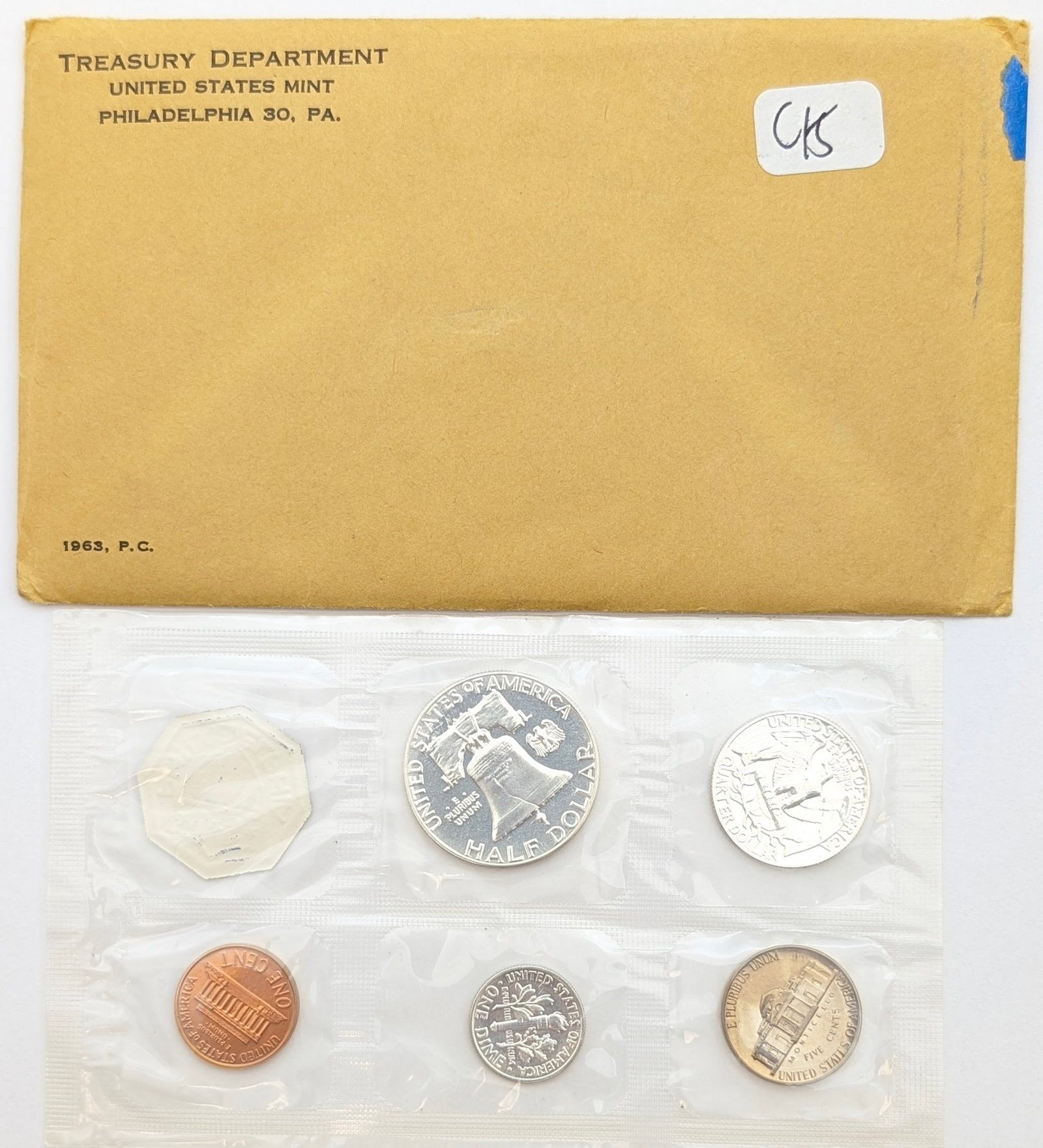 1963 Silver US Mint Proof Set w/ Silver Half, Quarter & Dime - 2