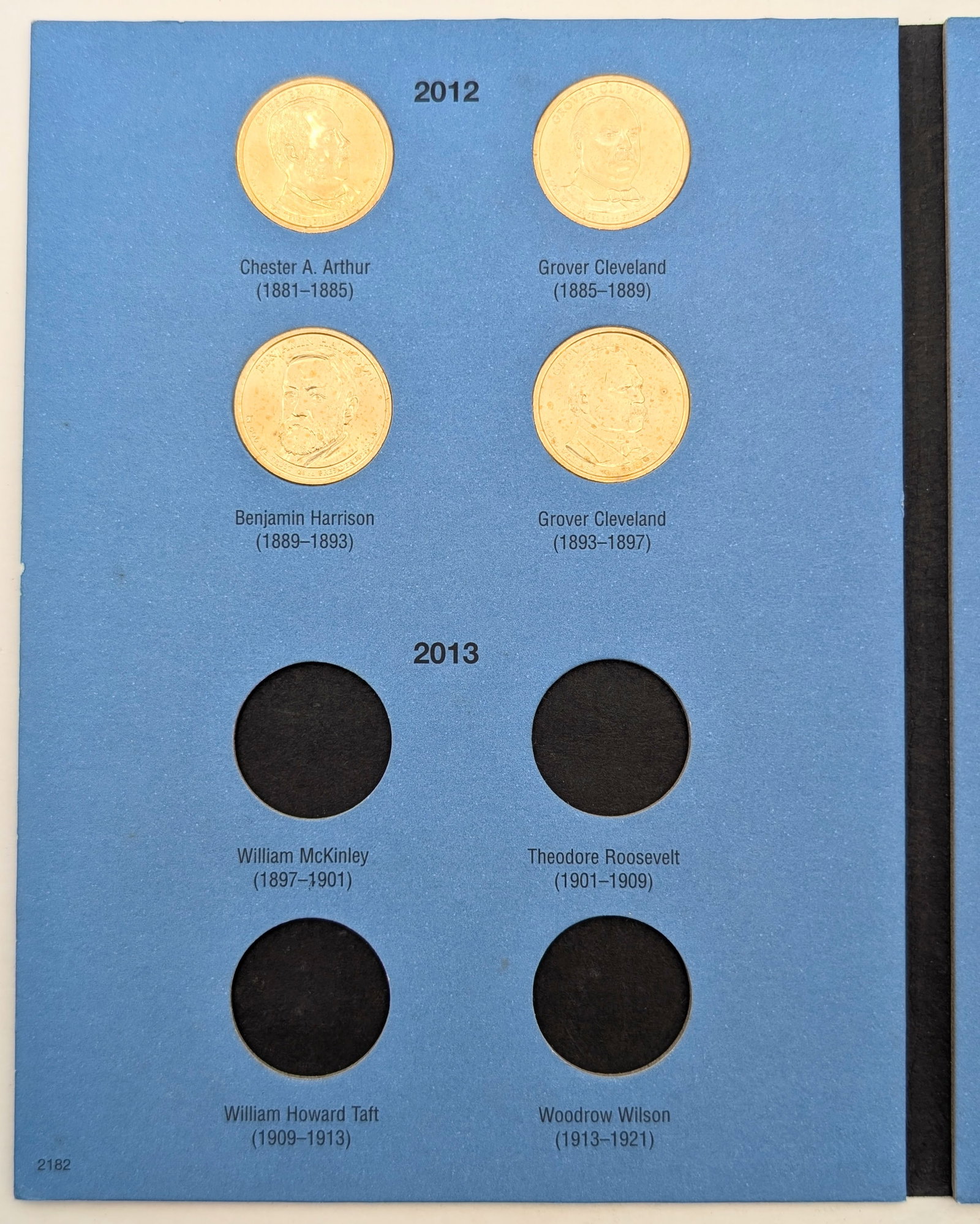 Whitman Presidential Dollars 2012-2017 Book w/ 11 Coins - Some Uncirculated - 2