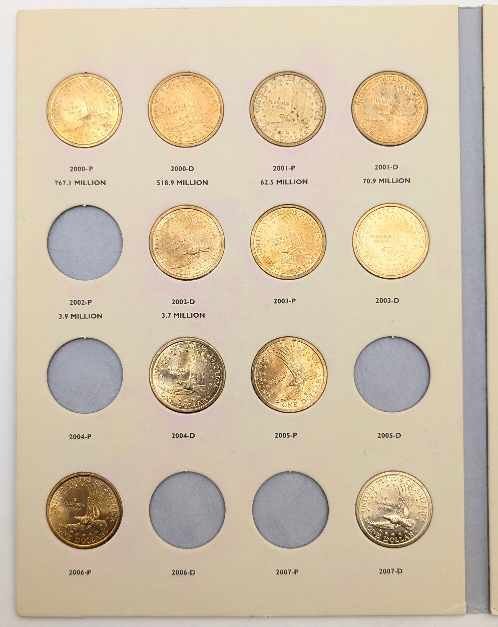 Littleton Sacagawea Dollars 2000-2007 Book w/ 11 Coins - Some Uncirculated - 2